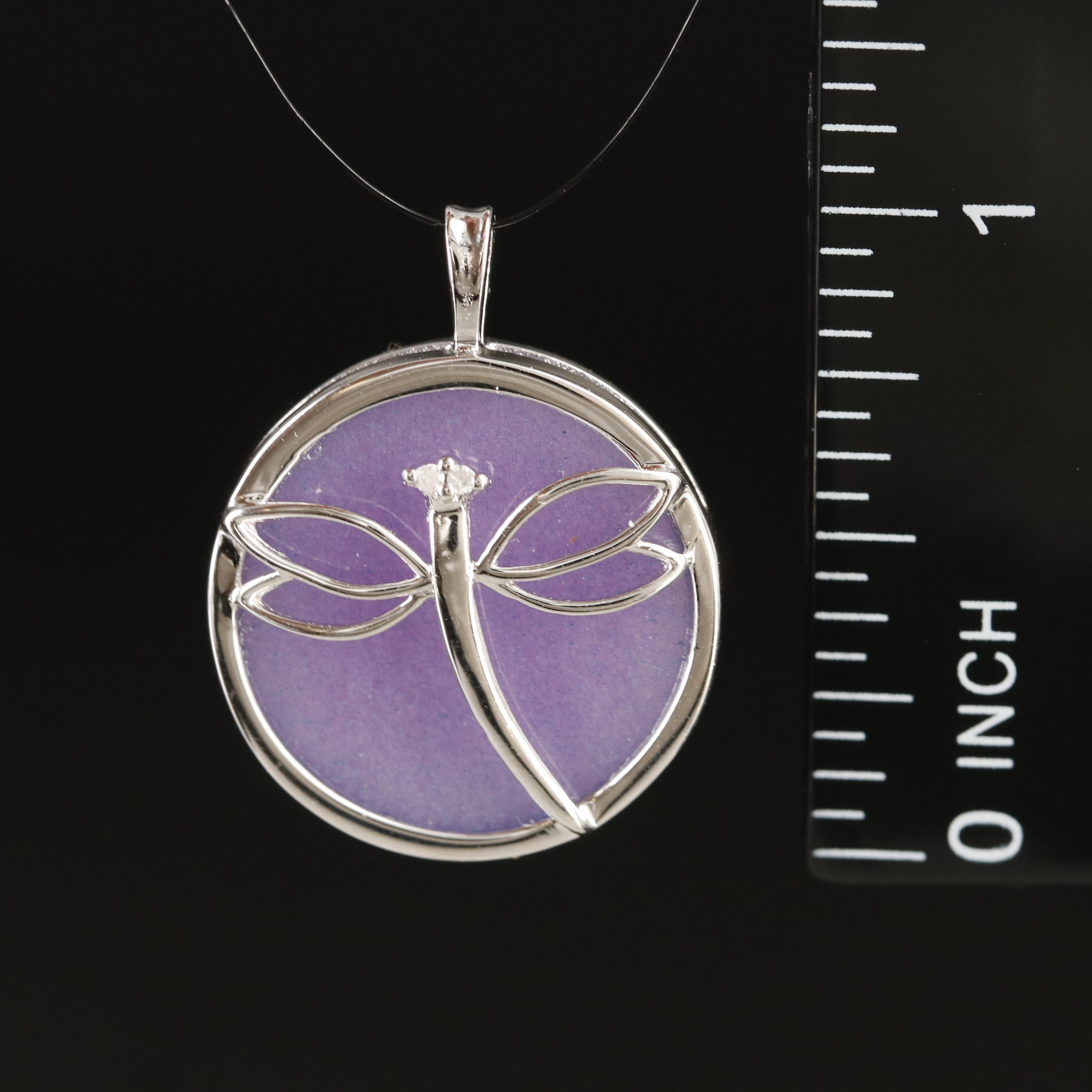 Sterling Quartz and Diamond Dragonfly Pendant