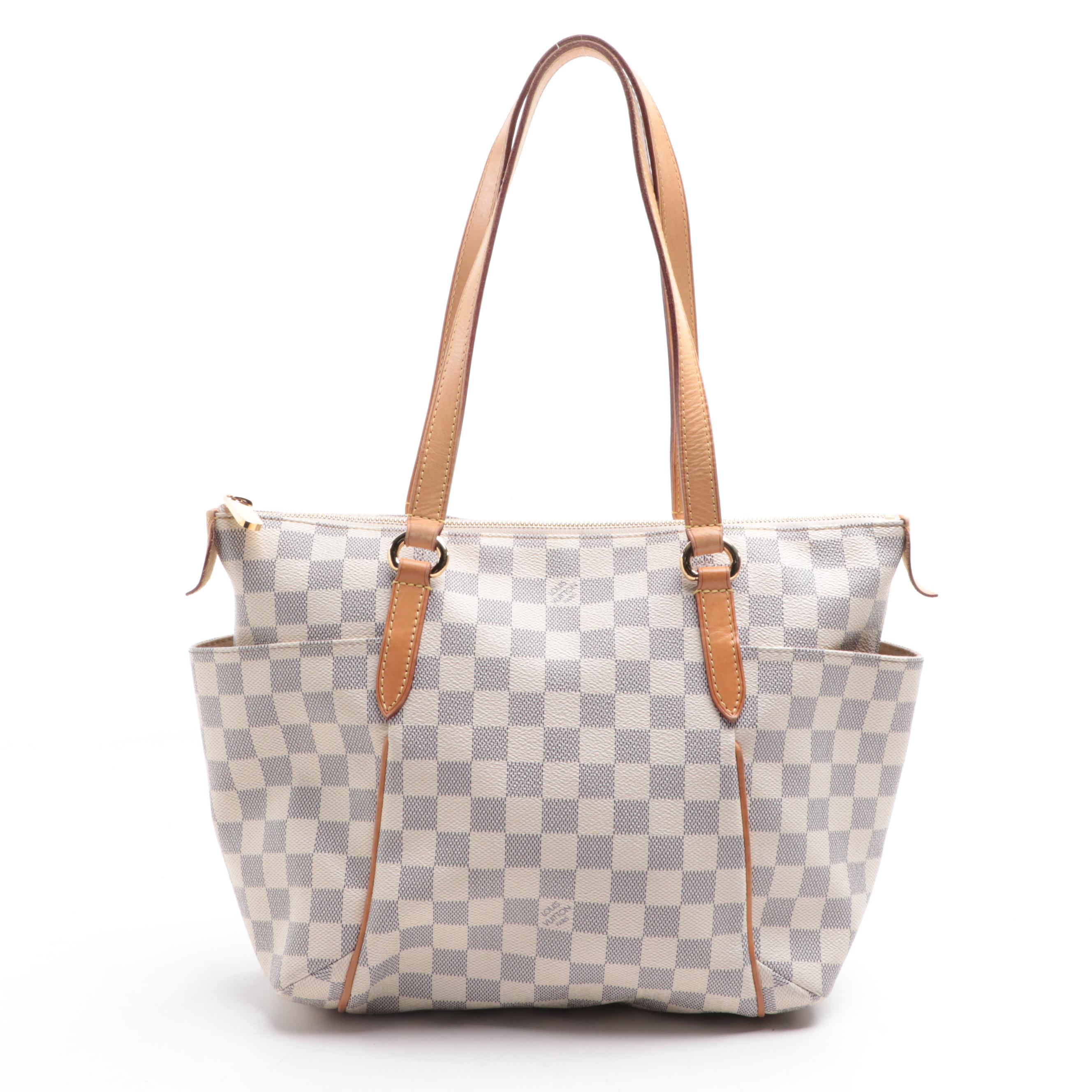 Louis Vuitton Totally PM Bag in Damier Azur Canvas and Vachetta Leather