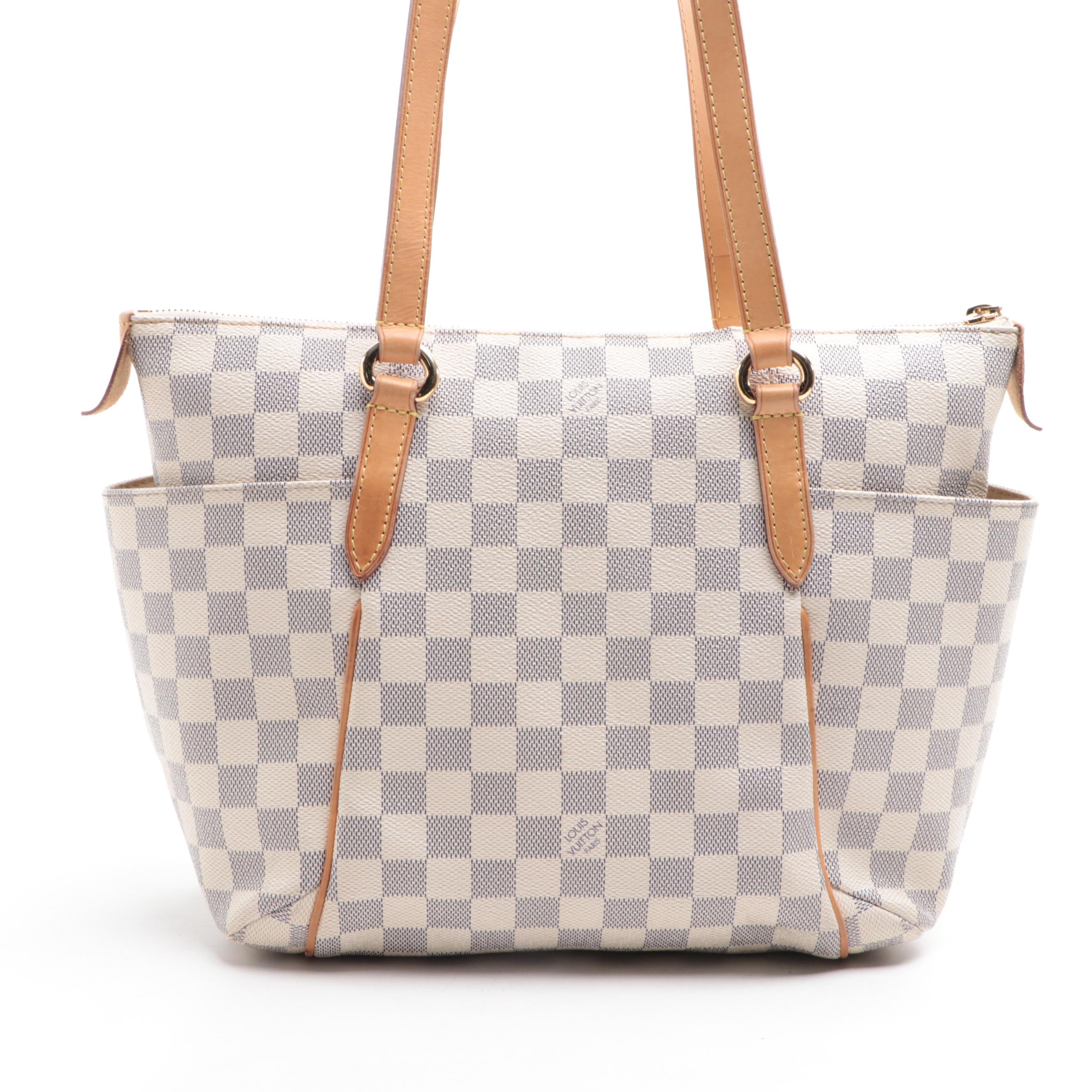 Louis Vuitton Totally PM Bag in Damier Azur Canvas and Vachetta Leather