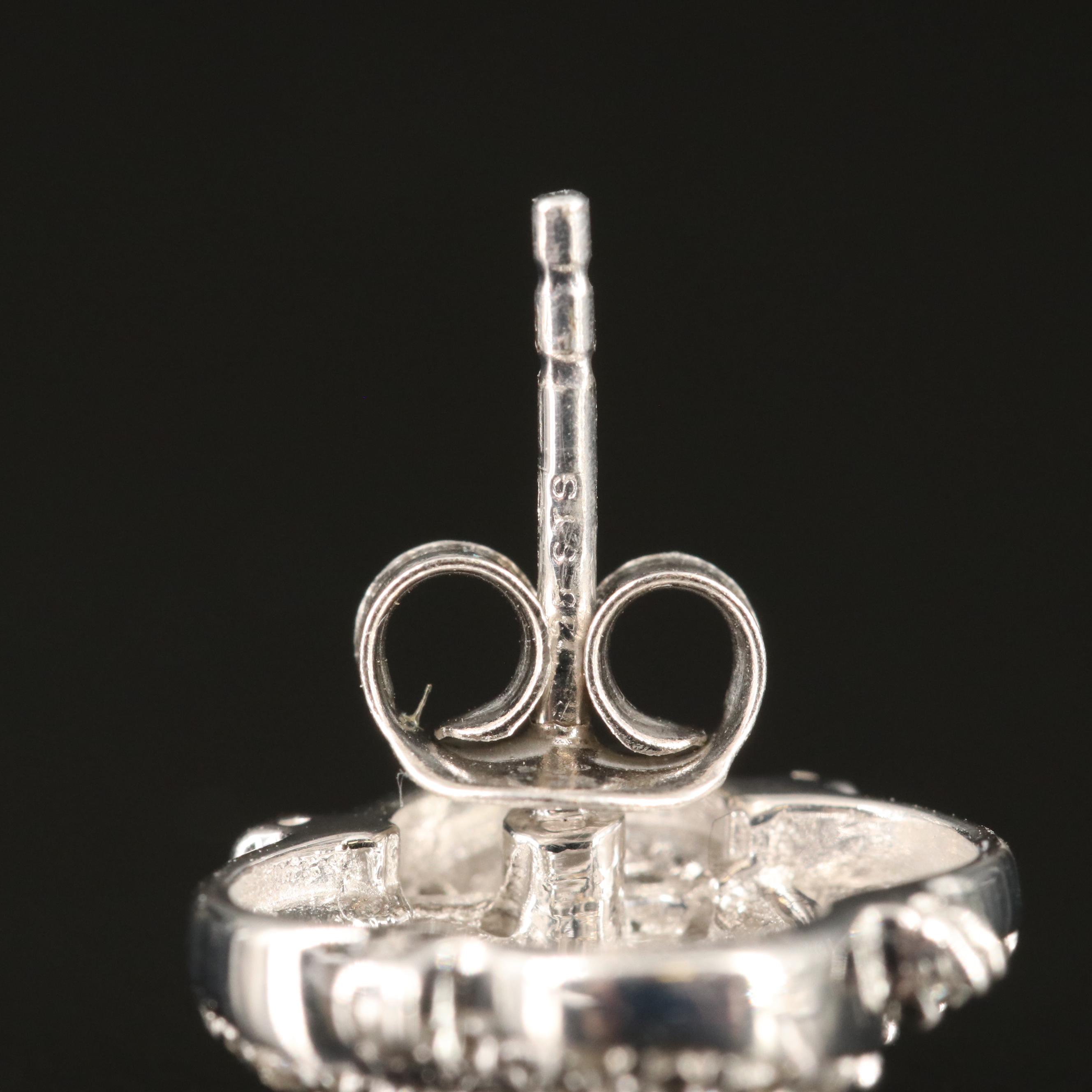 Sterling Petalite and Zircon Stud Earrings