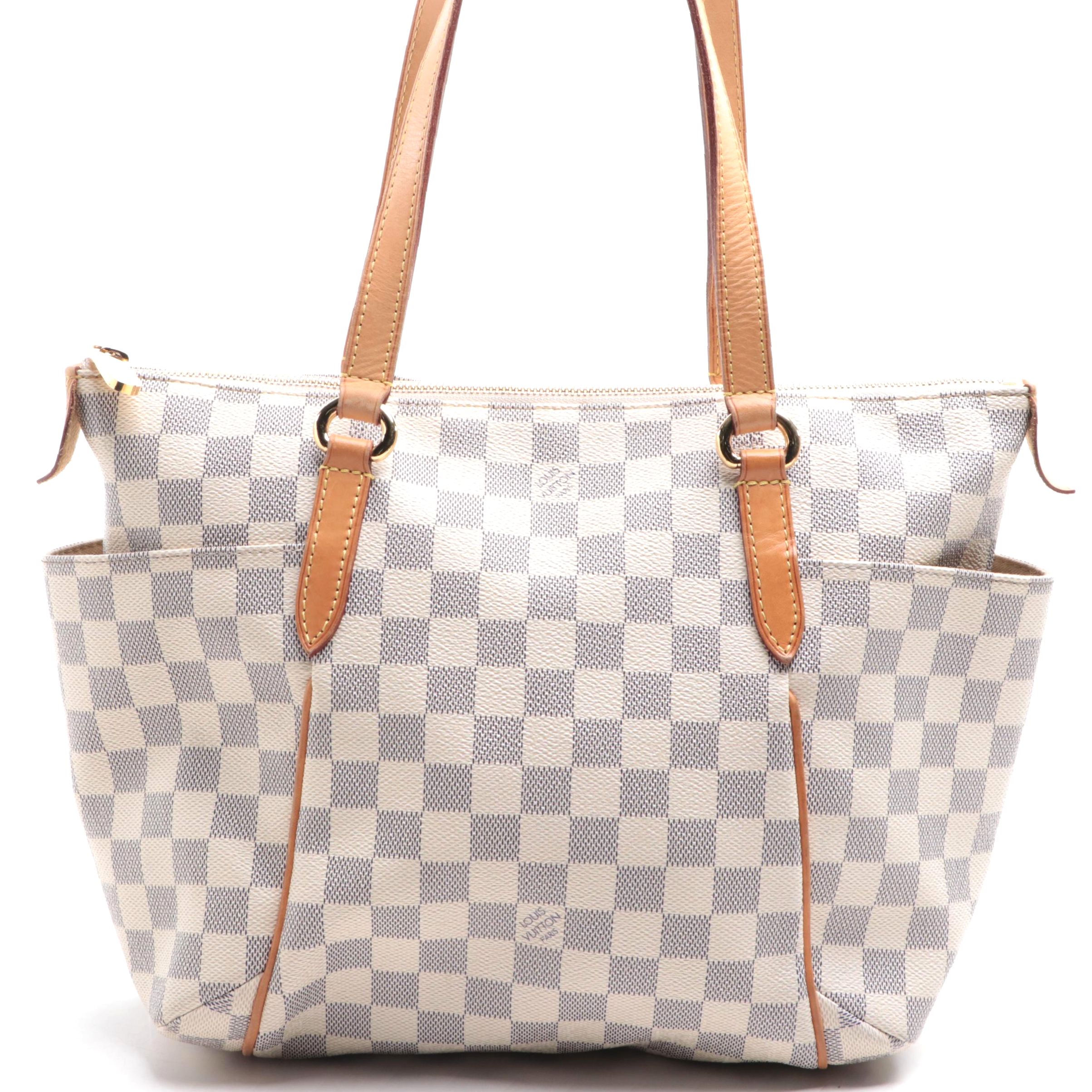 Louis Vuitton Totally PM Bag in Damier Azur Canvas and Vachetta Leather