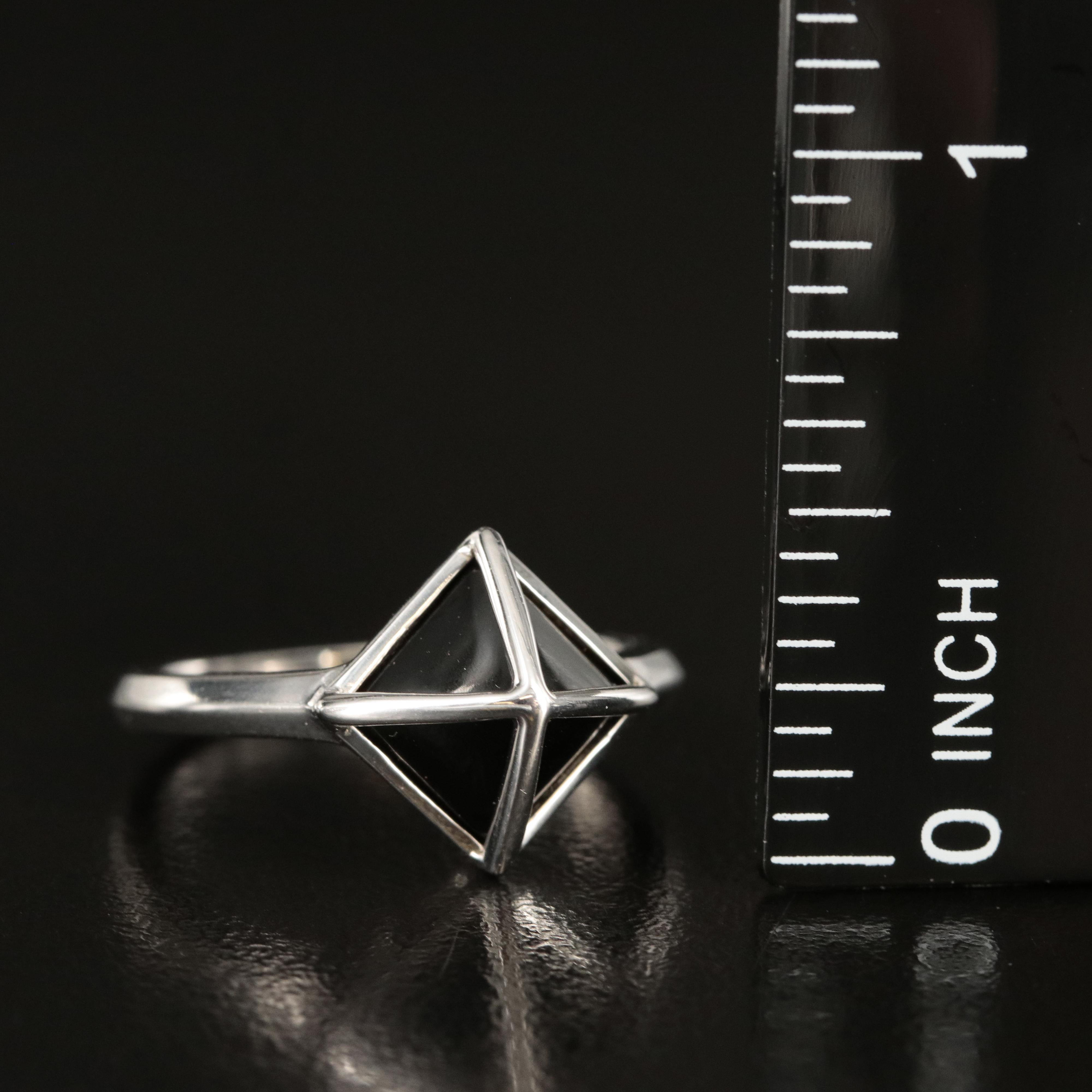 Sterling Faux Black Onyx Pyramid Ring