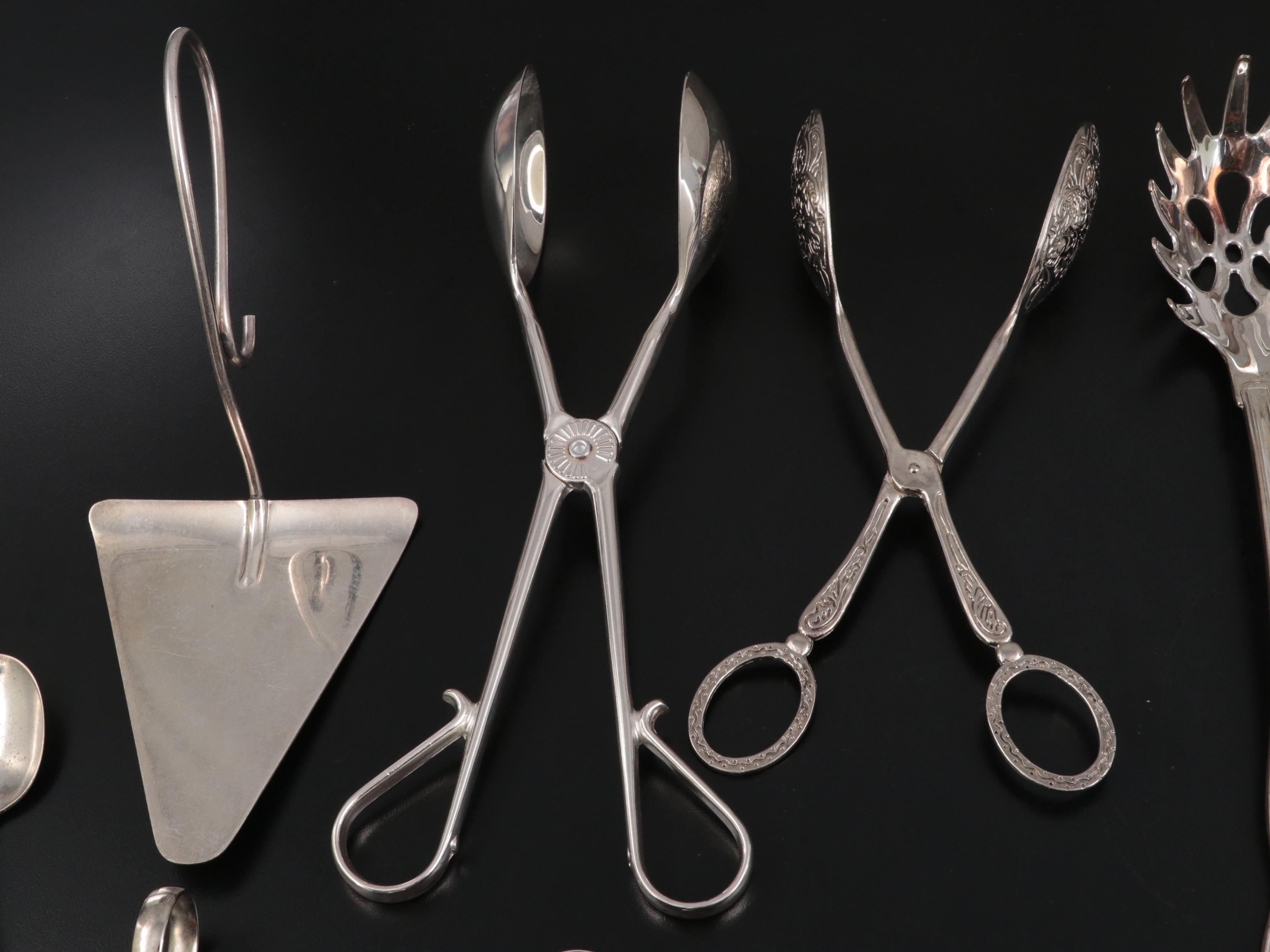 Christofle Silver Plate Skewer with Silver Plate Serving Utensil Collection