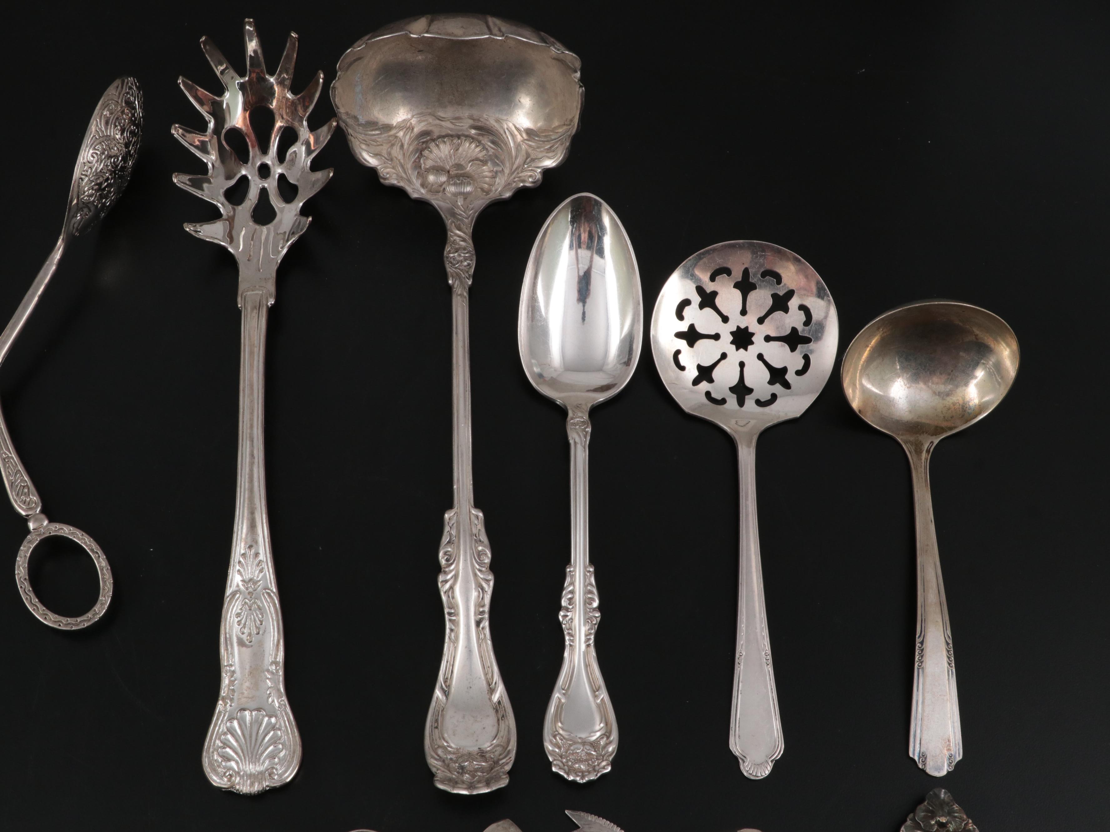 Christofle Silver Plate Skewer with Silver Plate Serving Utensil Collection