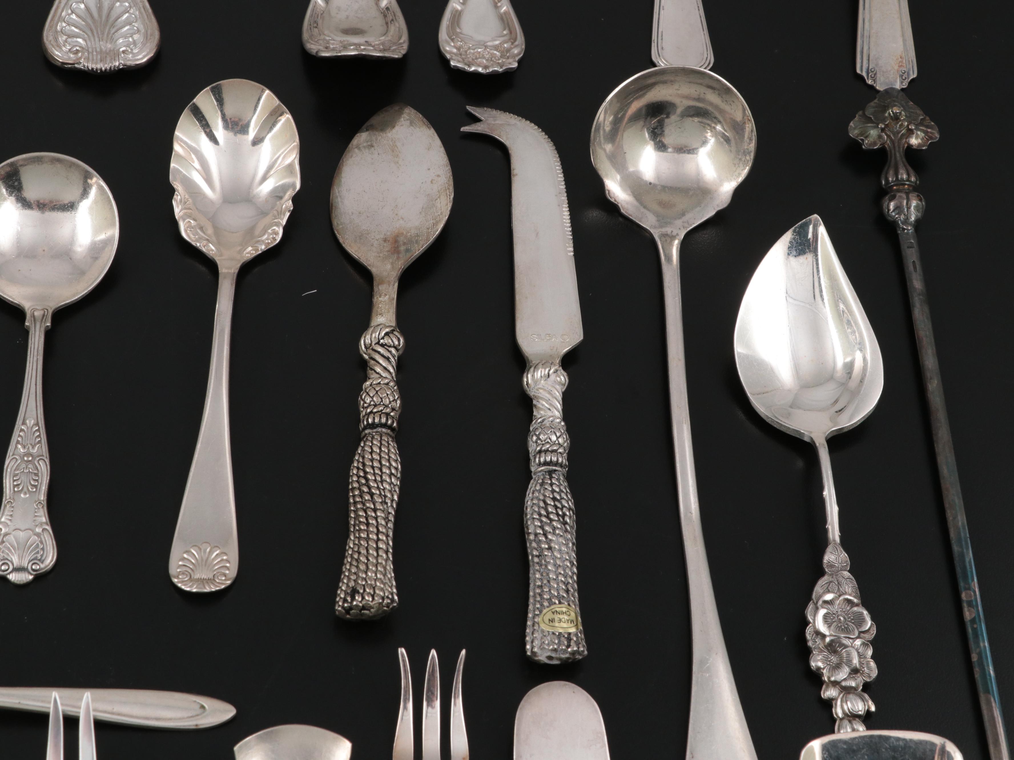 Christofle Silver Plate Skewer with Silver Plate Serving Utensil Collection