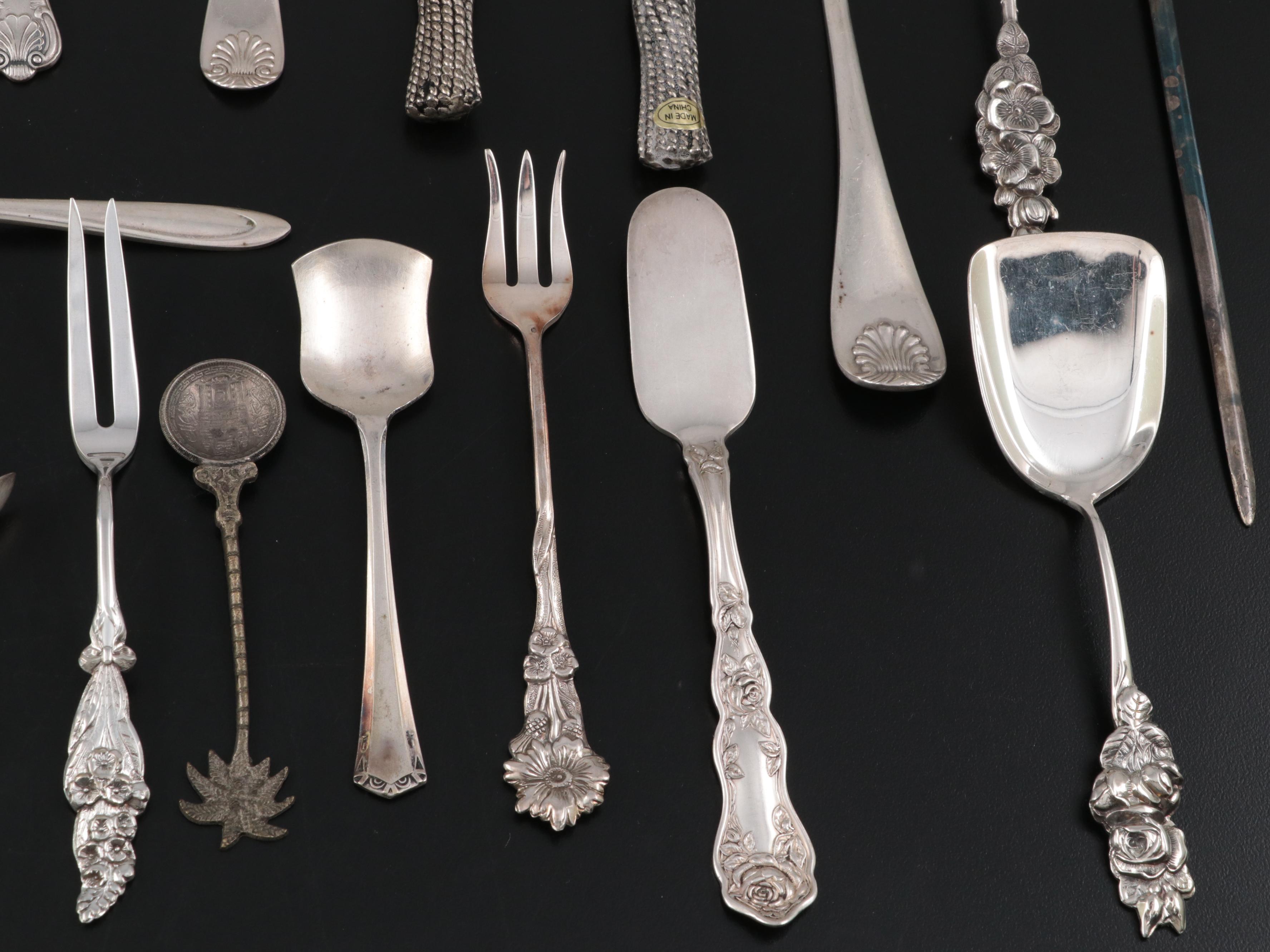 Christofle Silver Plate Skewer with Silver Plate Serving Utensil Collection