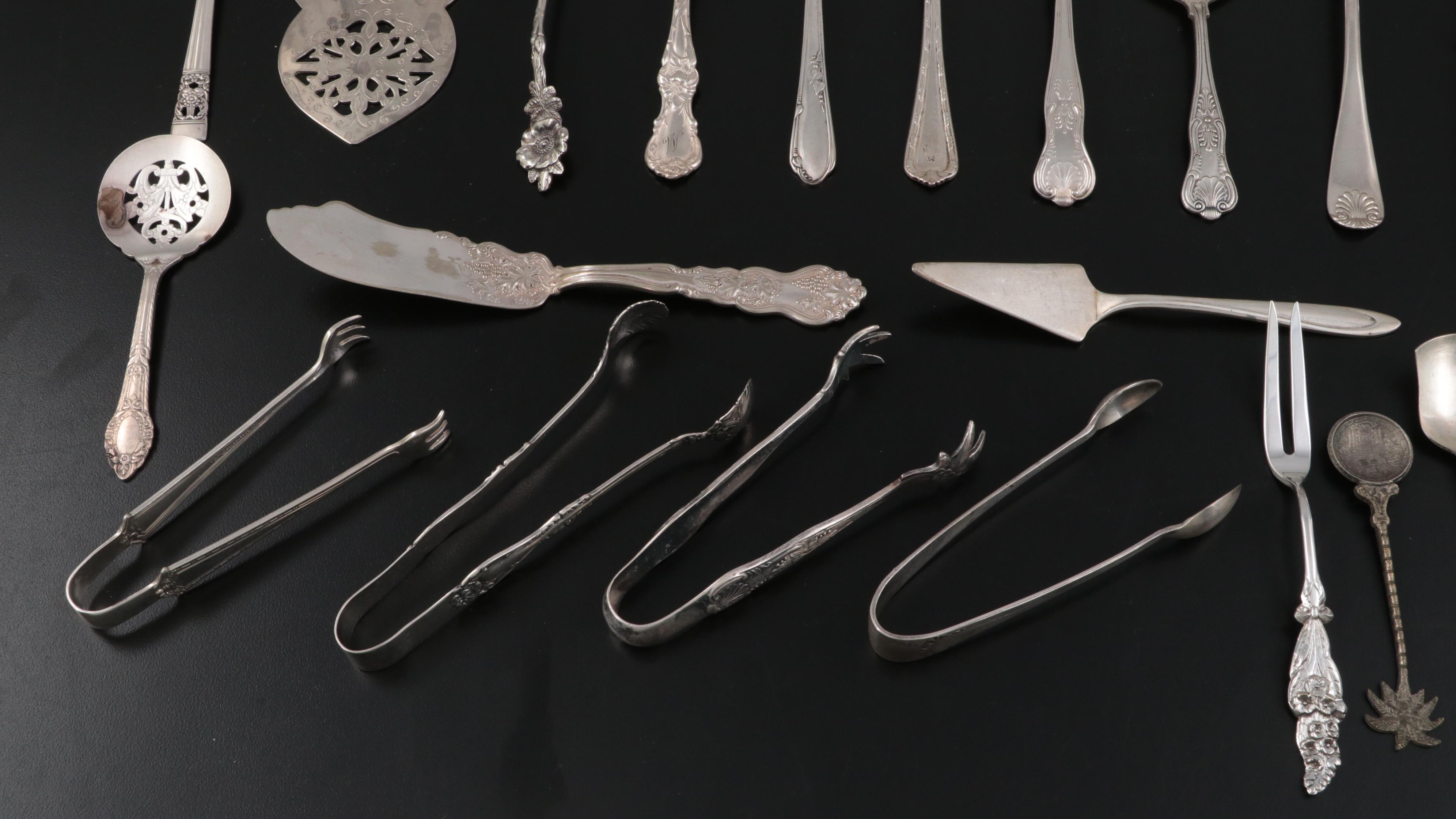 Christofle Silver Plate Skewer with Silver Plate Serving Utensil Collection