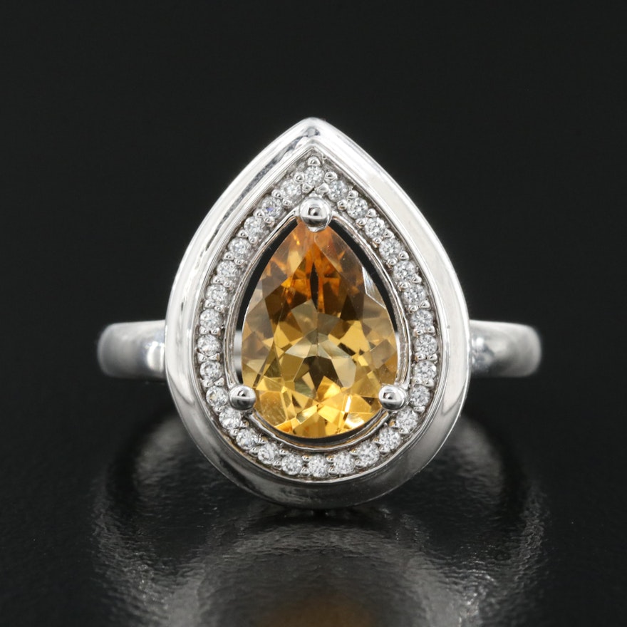 Sterling Citrine and White Sapphire Ring