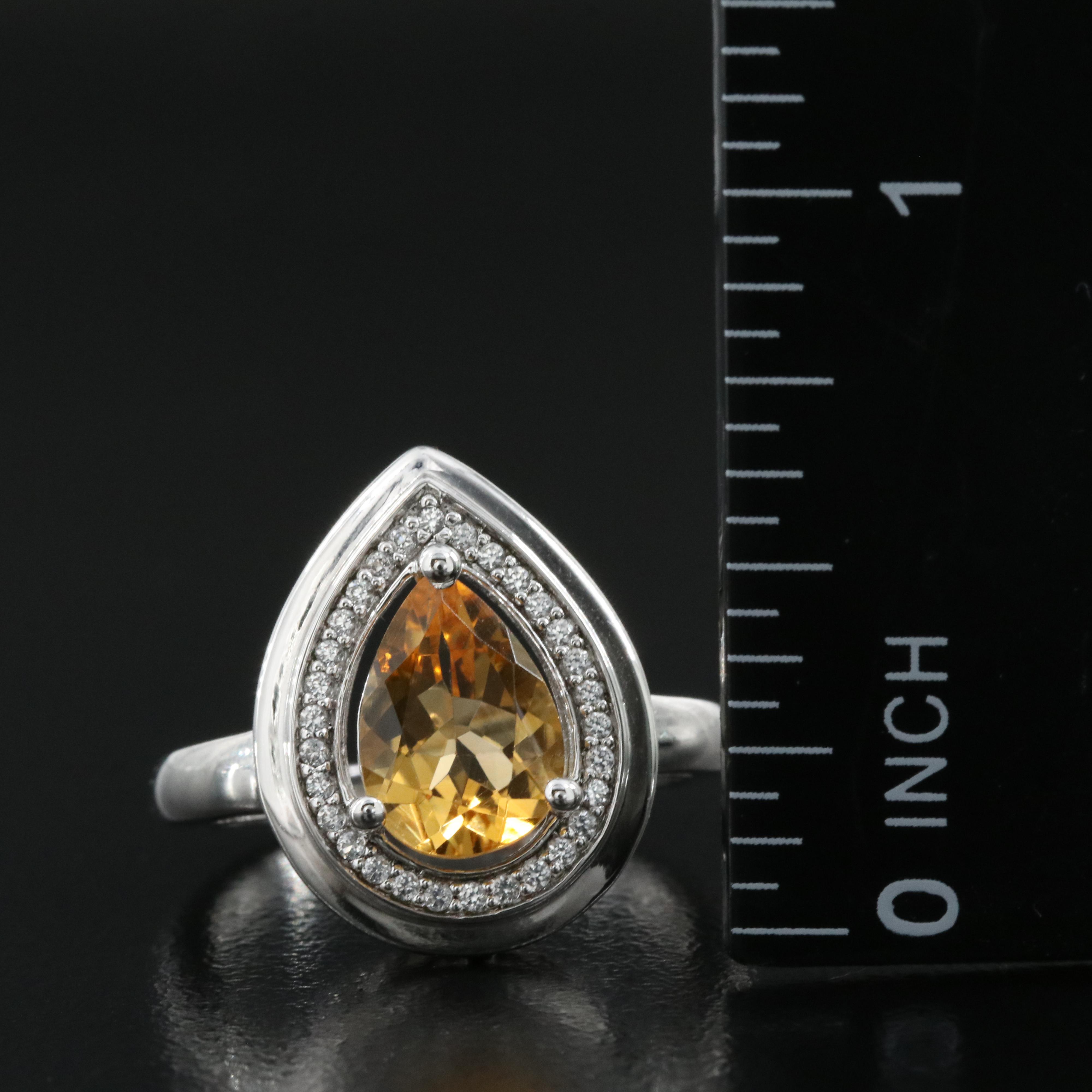 Sterling Citrine and White Sapphire Ring
