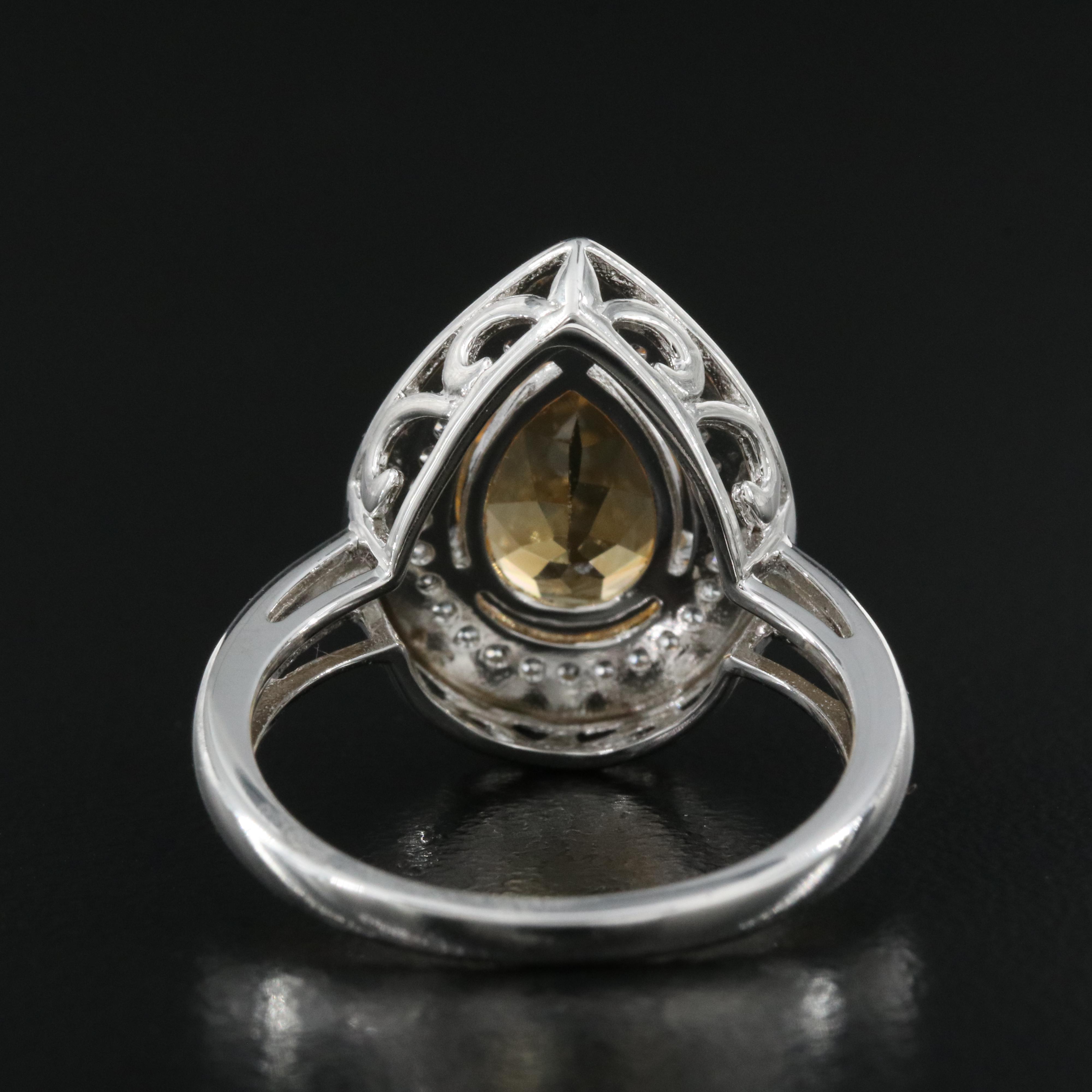 Sterling Citrine and White Sapphire Ring