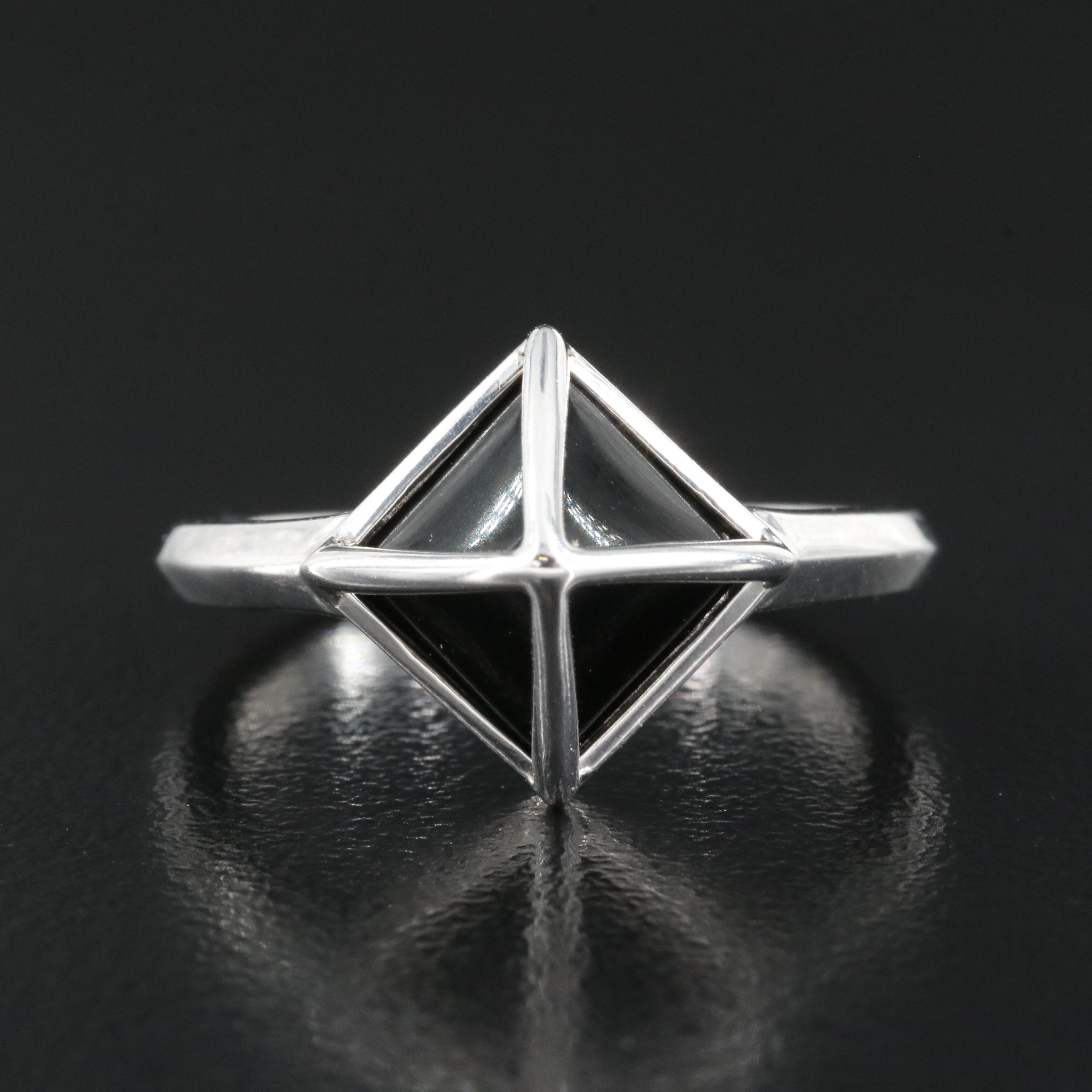 Sterling Faux Black Onyx Pyramid Ring