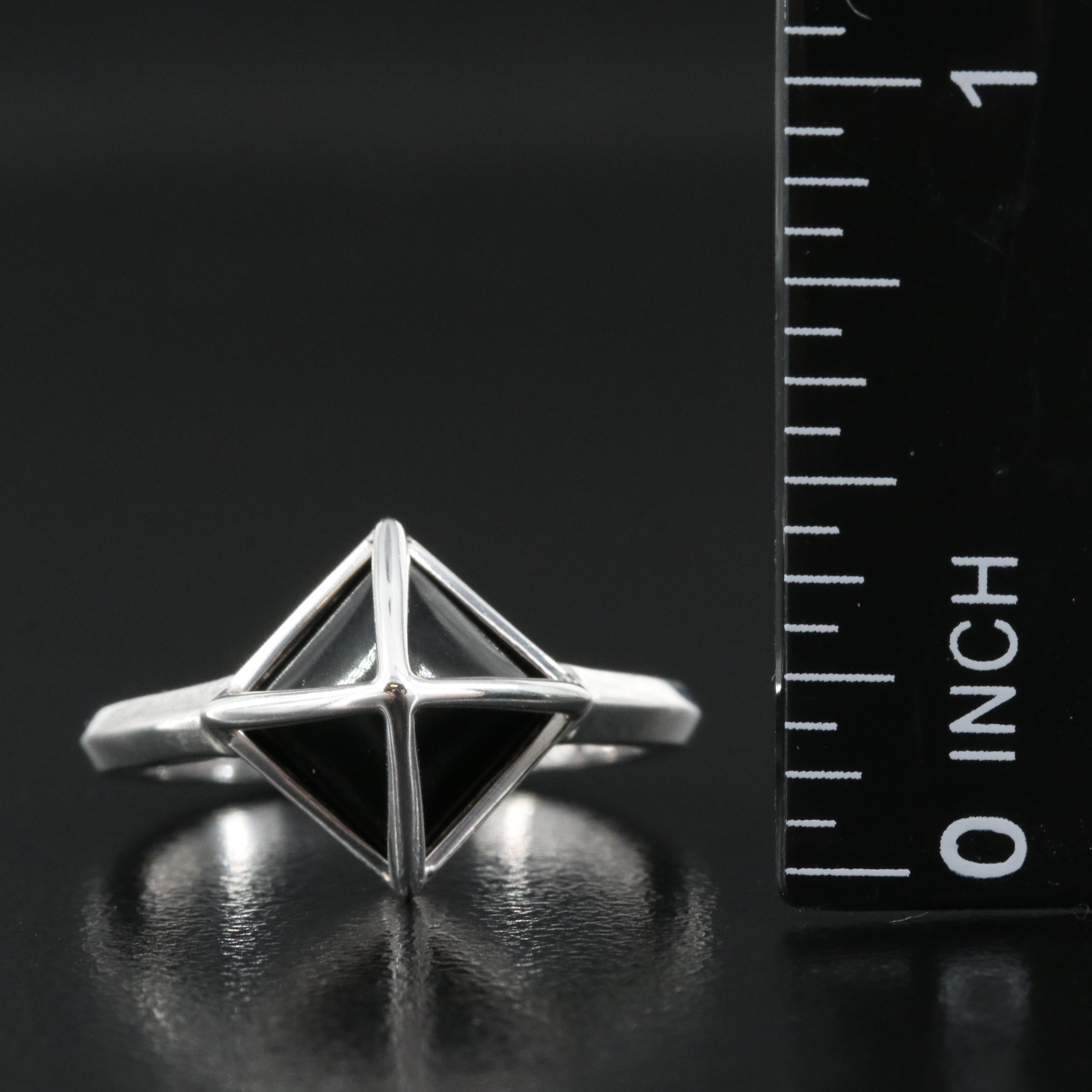 Sterling Faux Black Onyx Pyramid Ring