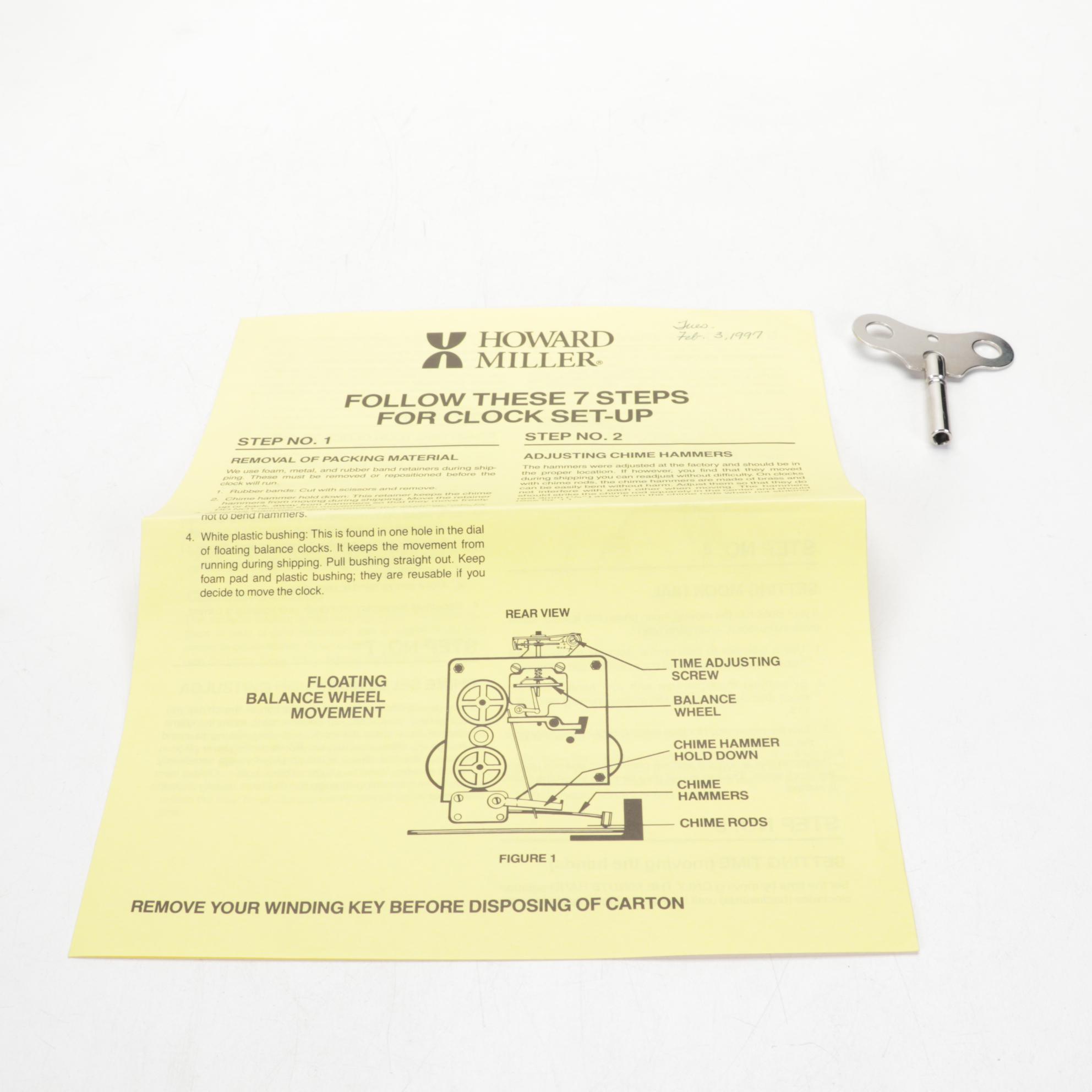 Howard Miller Wooden Mantel Clock, 1997