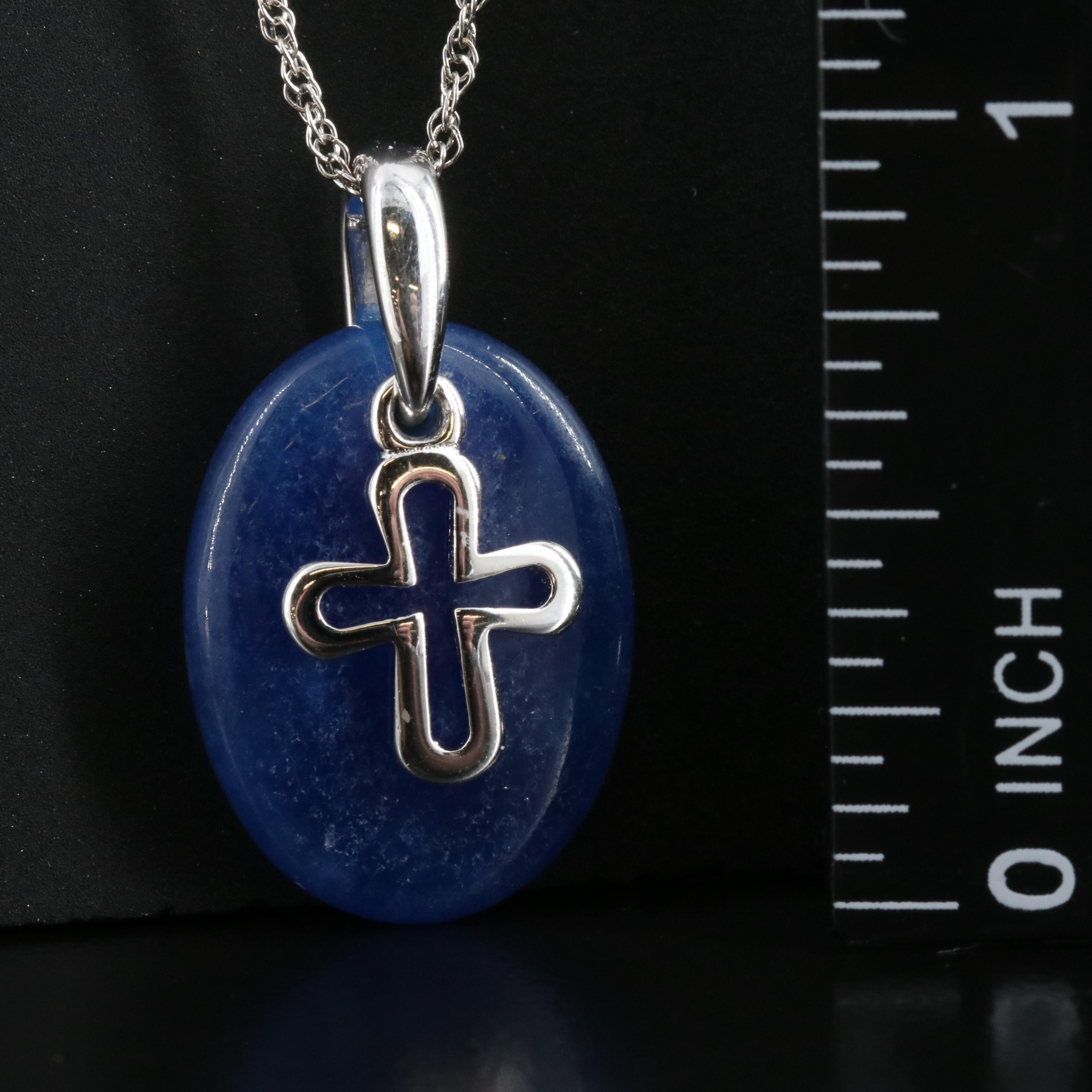 Sterling Quartz Cross Pendant Necklace