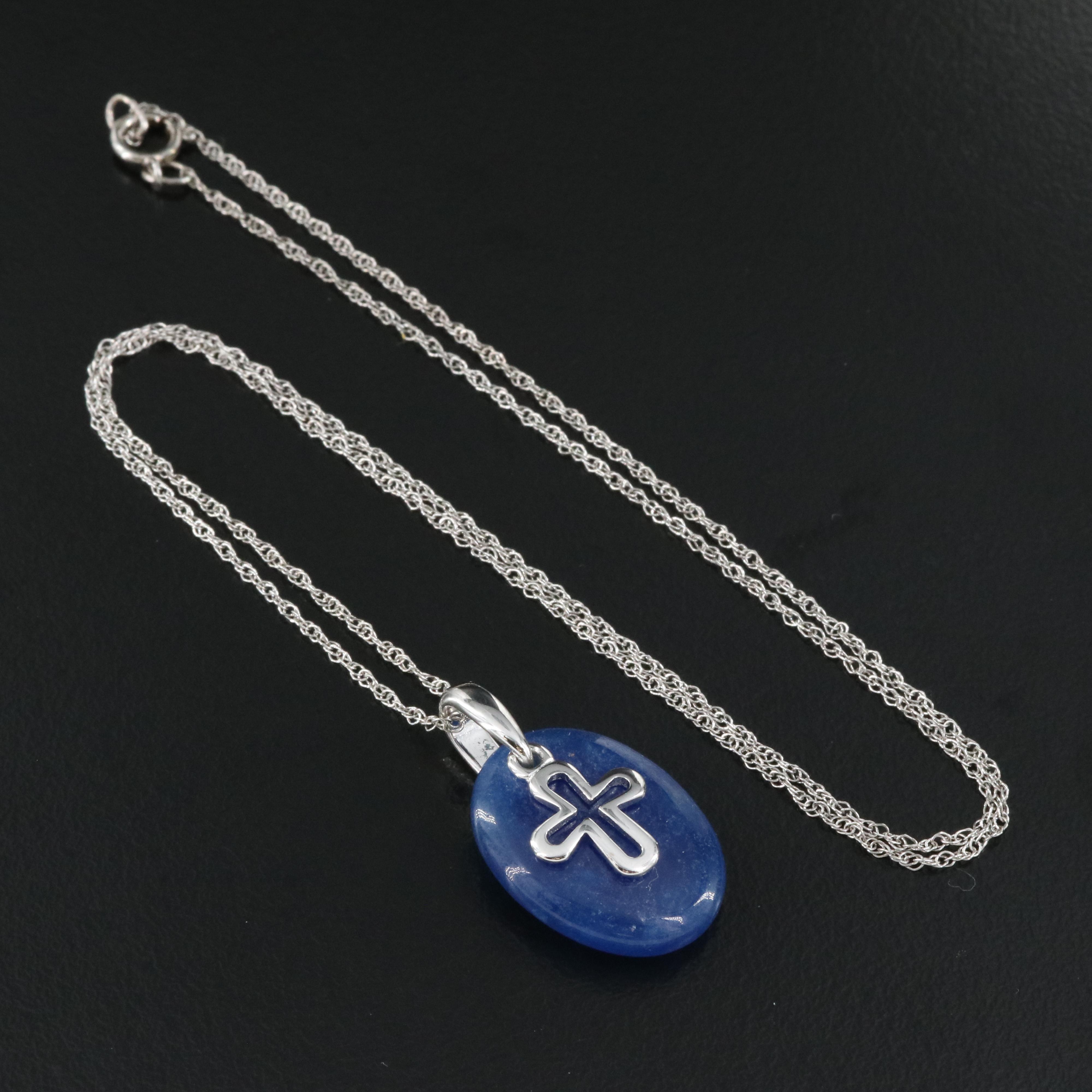 Sterling Quartz Cross Pendant Necklace