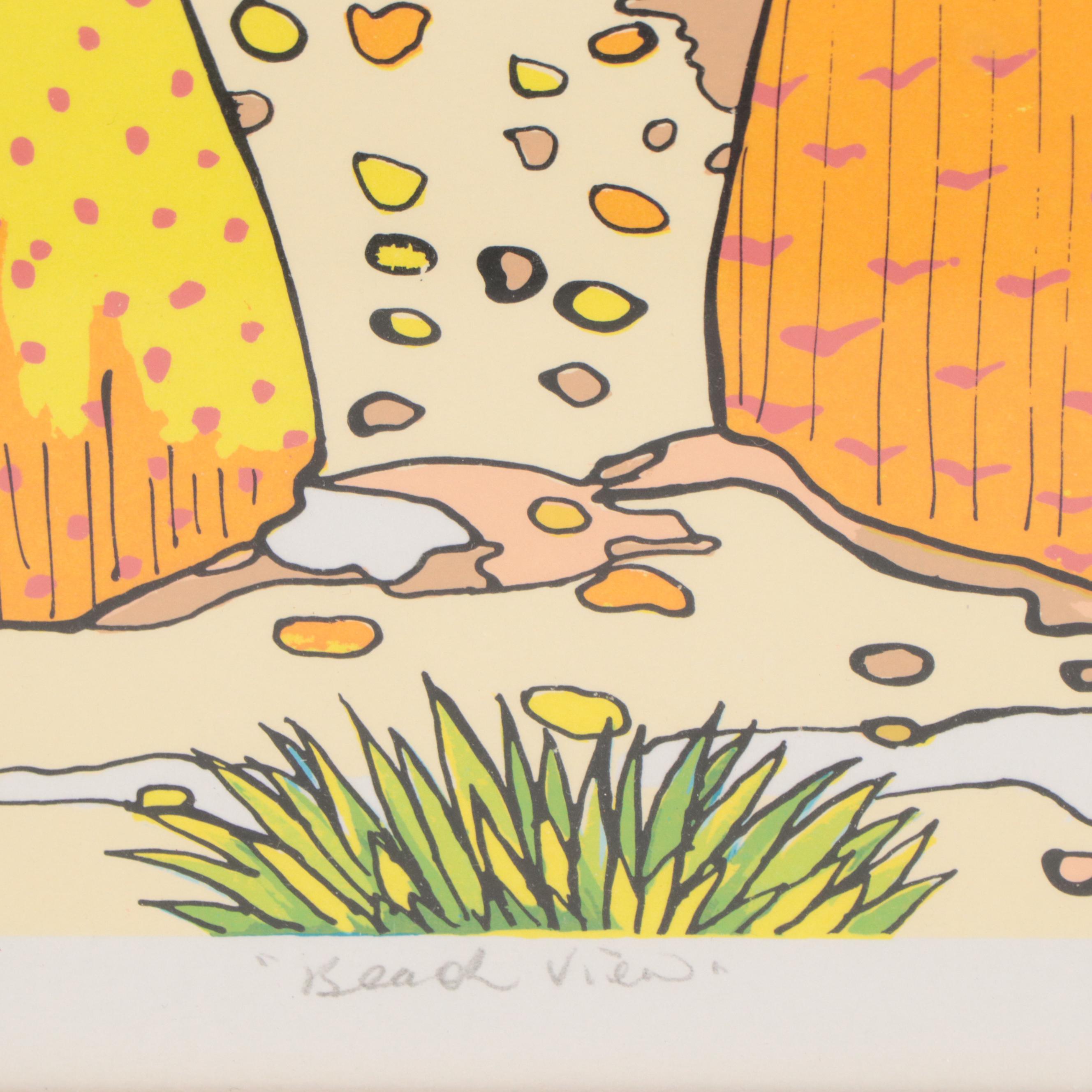 Van Peterson Serigraph "Beach View"