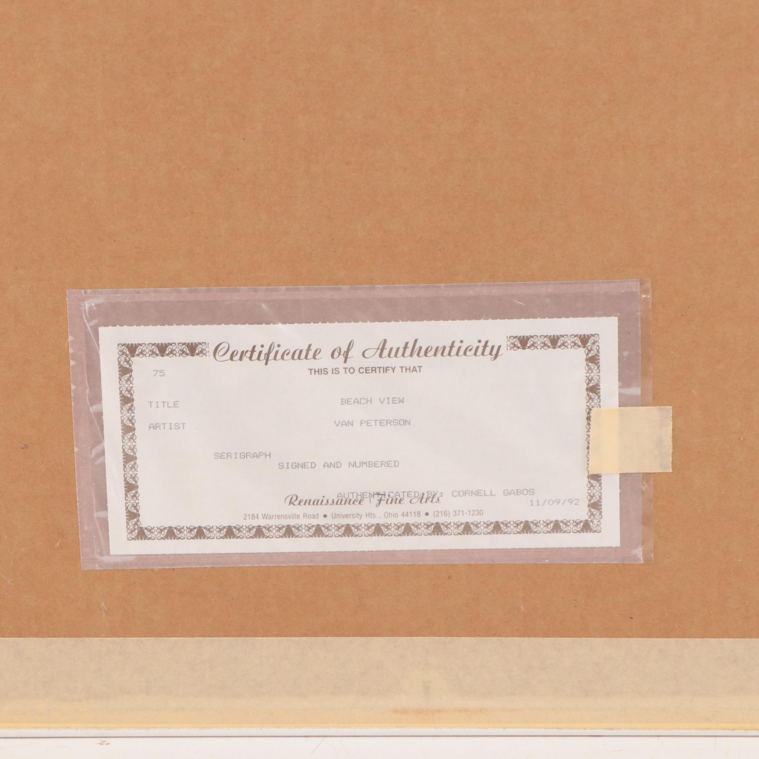 Van Peterson Serigraph "Beach View"