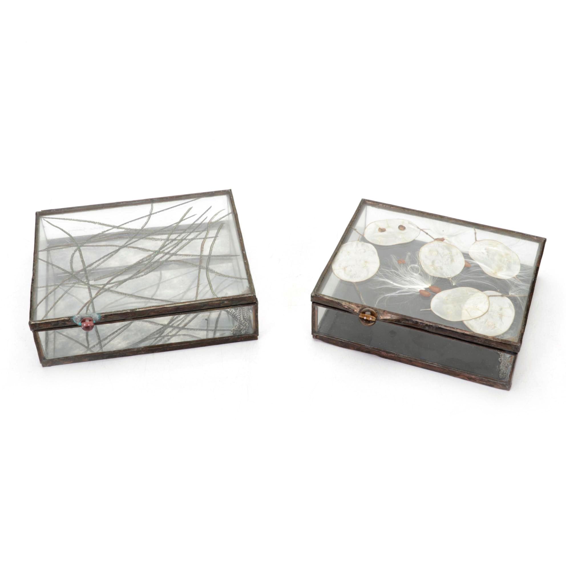 Grace Gunning Leaded Glass Jewelry Boxes, 1980's