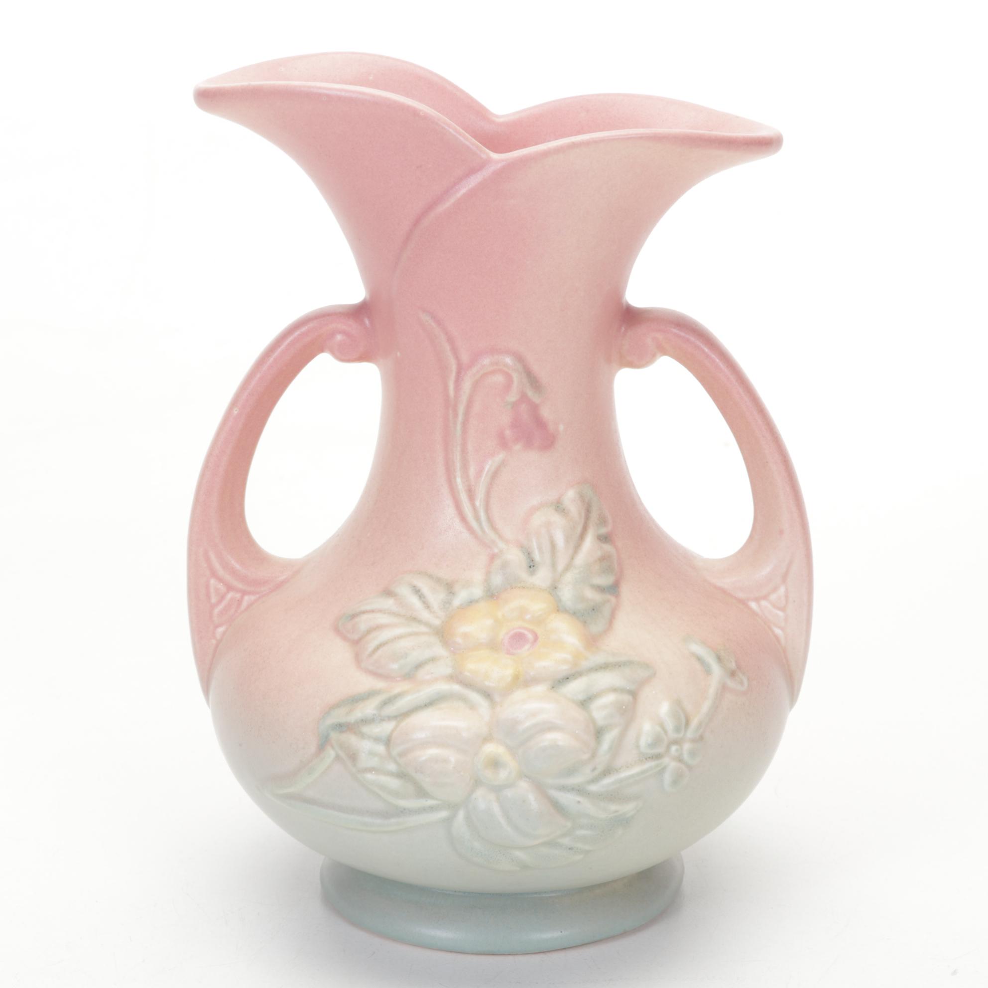 Roseville Dogwood and Waterlily Vases with Hull Pottery Vase