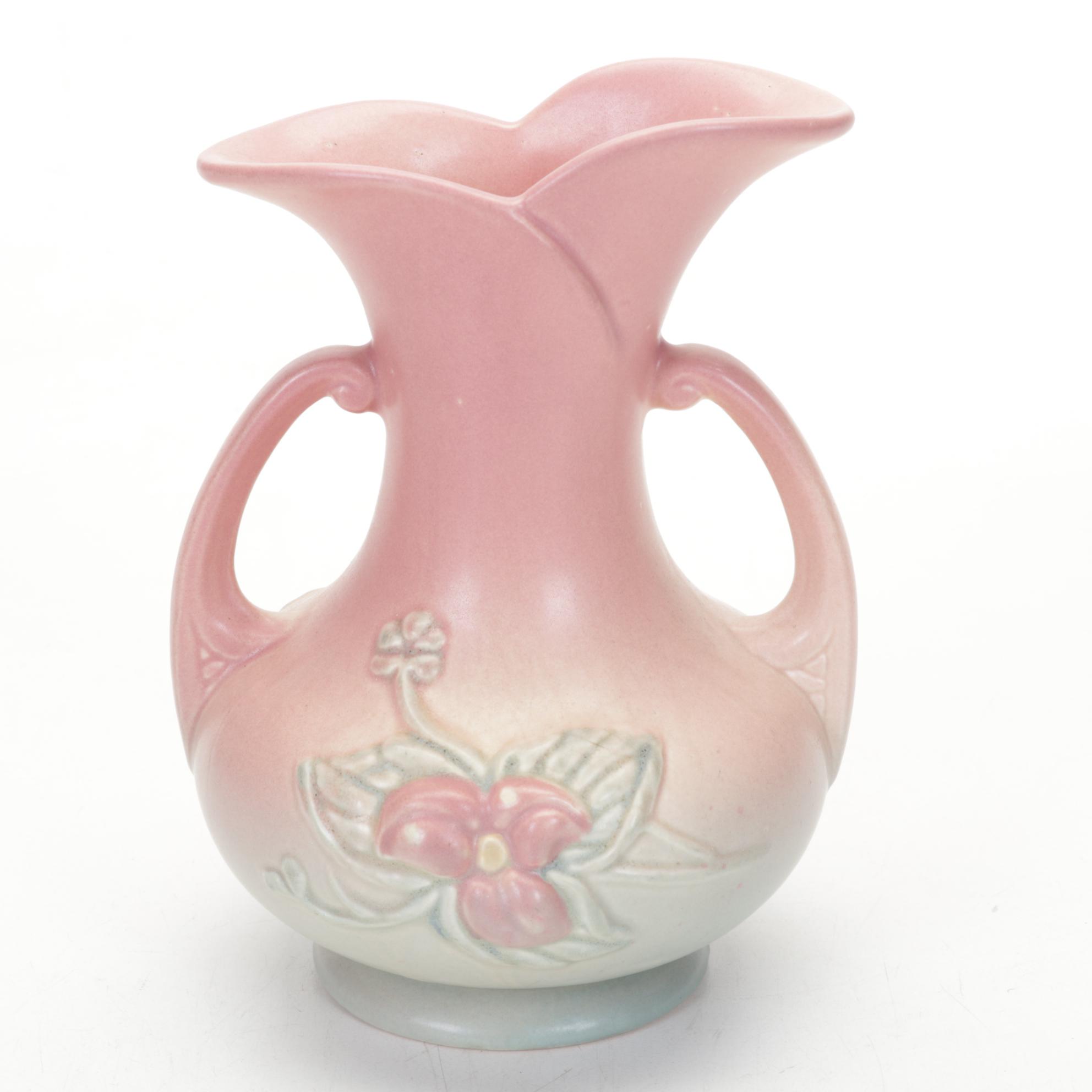 Roseville Dogwood and Waterlily Vases with Hull Pottery Vase