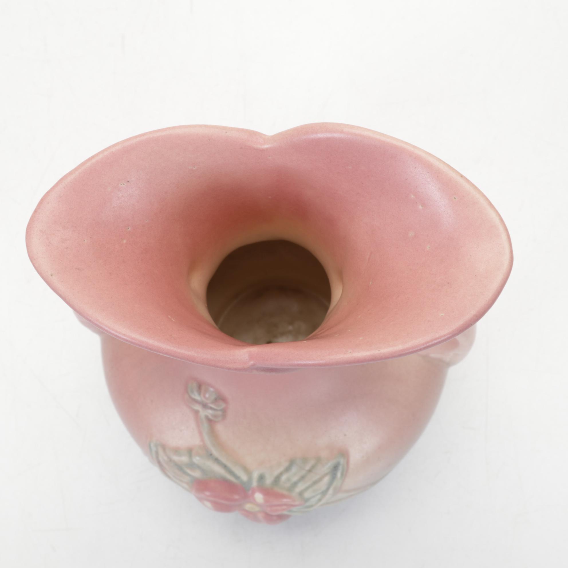 Roseville Dogwood and Waterlily Vases with Hull Pottery Vase