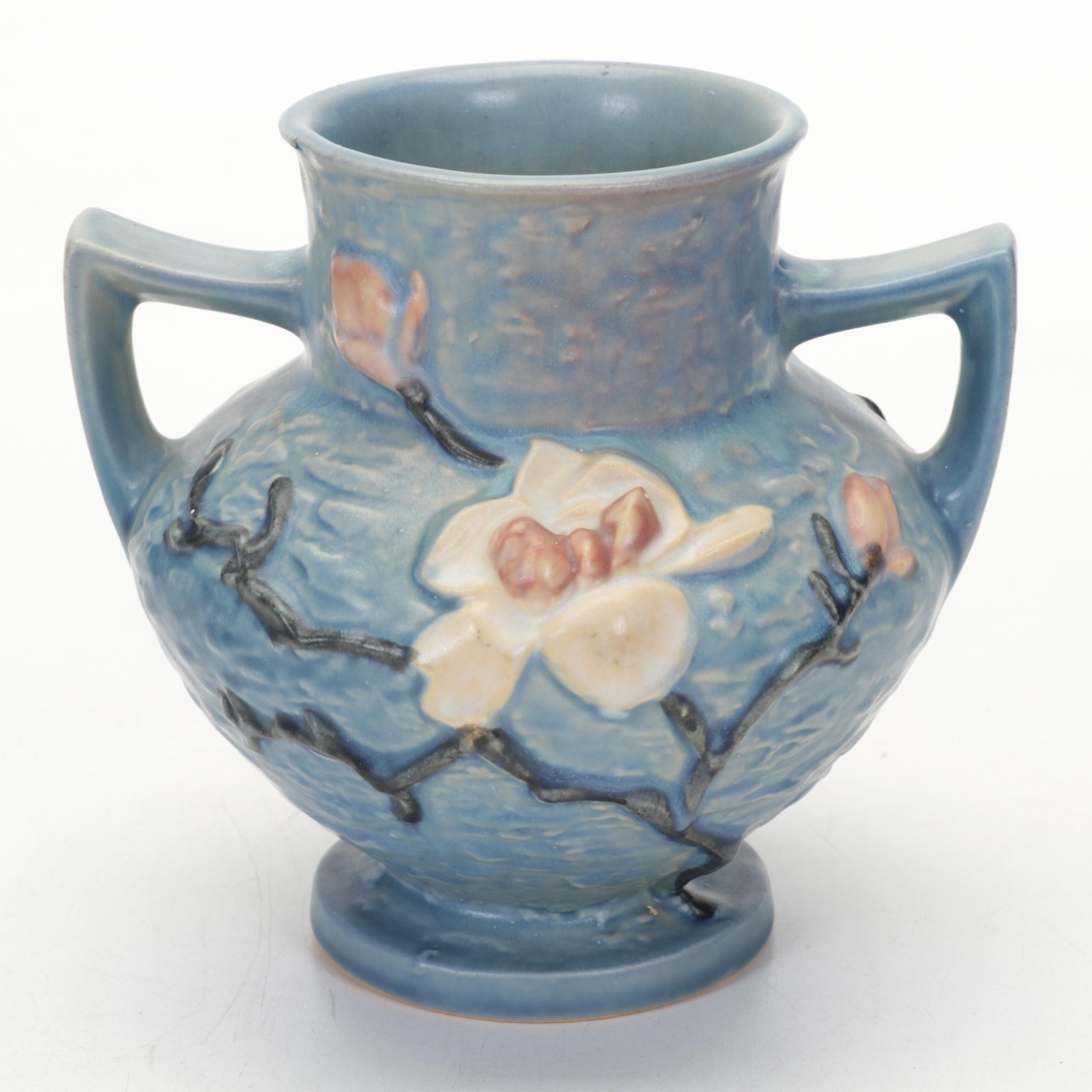 Roseville Dogwood and Waterlily Vases with Hull Pottery Vase