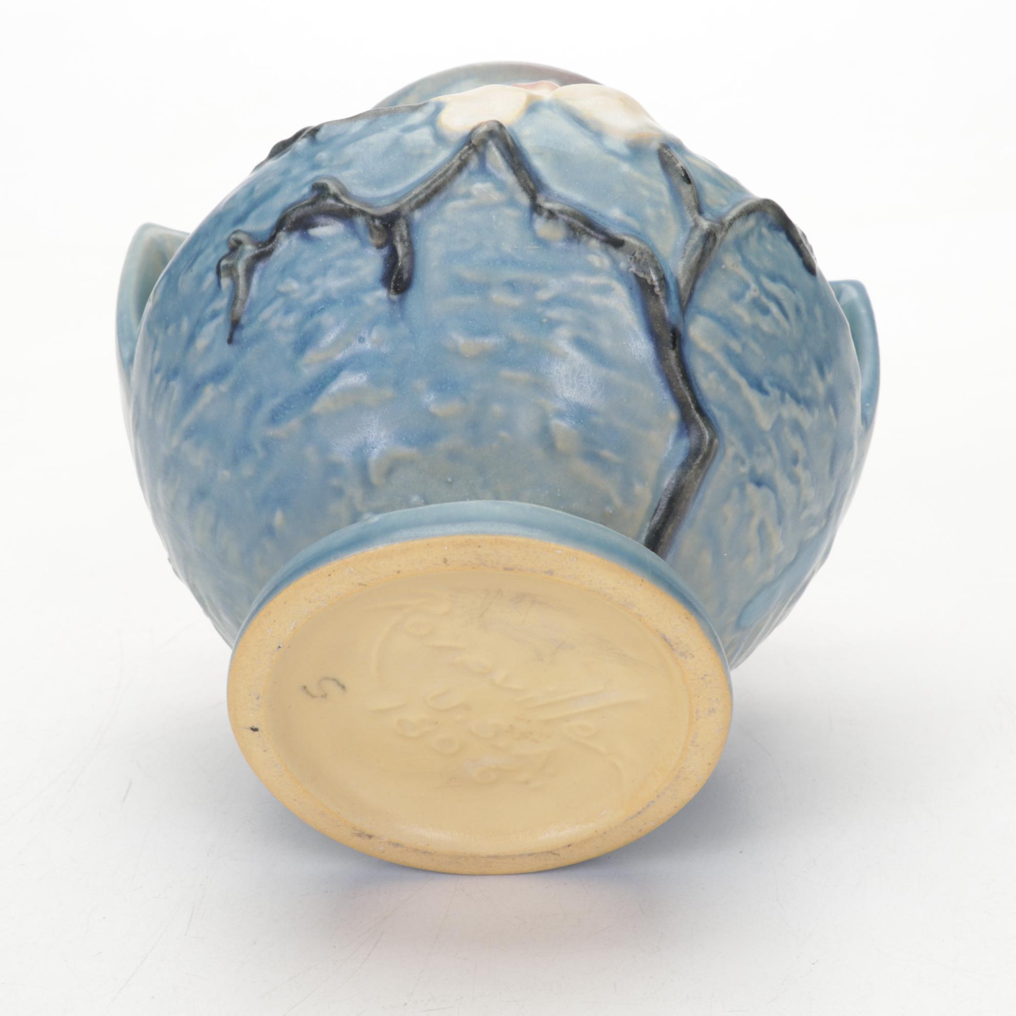Roseville Dogwood and Waterlily Vases with Hull Pottery Vase