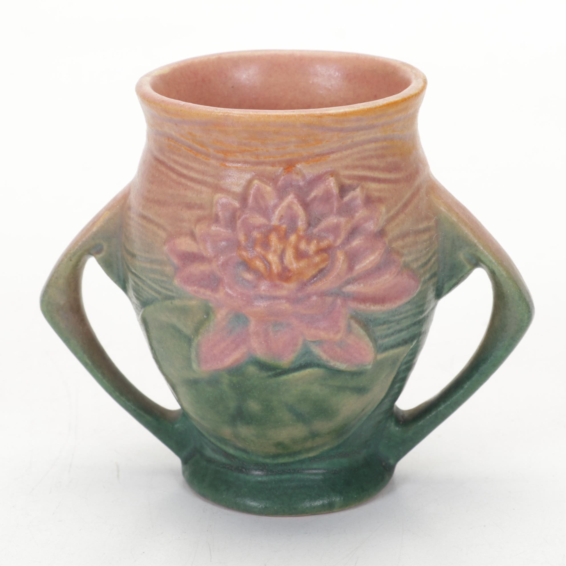 Roseville Dogwood and Waterlily Vases with Hull Pottery Vase