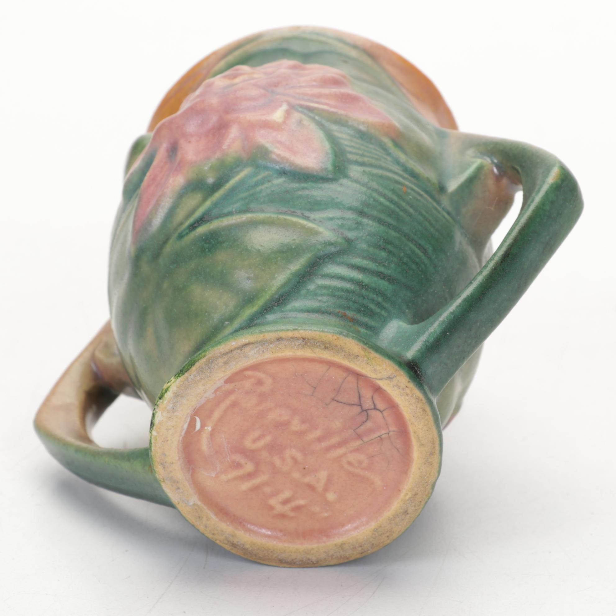 Roseville Dogwood and Waterlily Vases with Hull Pottery Vase