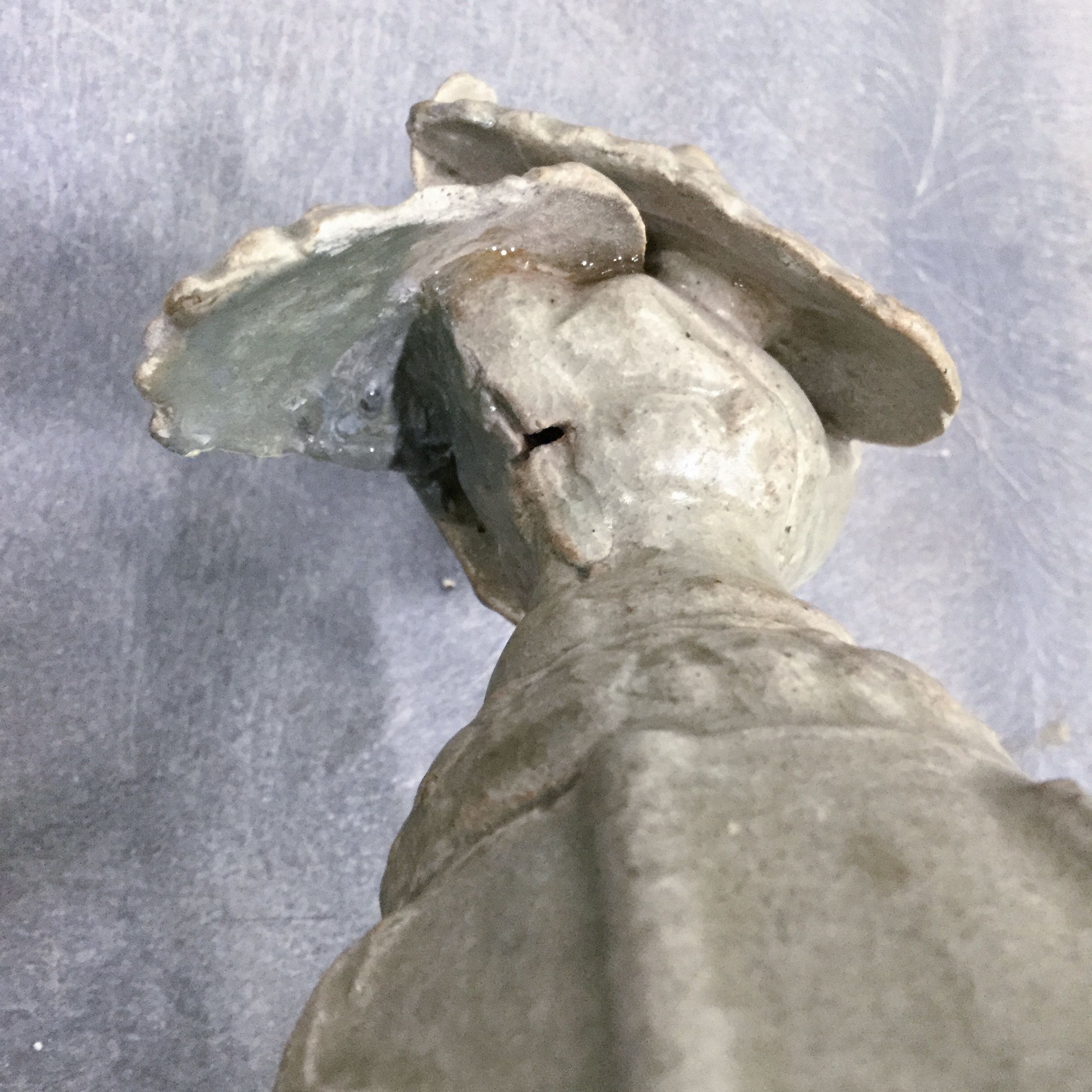 Pair of Chinese Celadon Glazed Earthenware Funerary Urns, Probably Southern Song