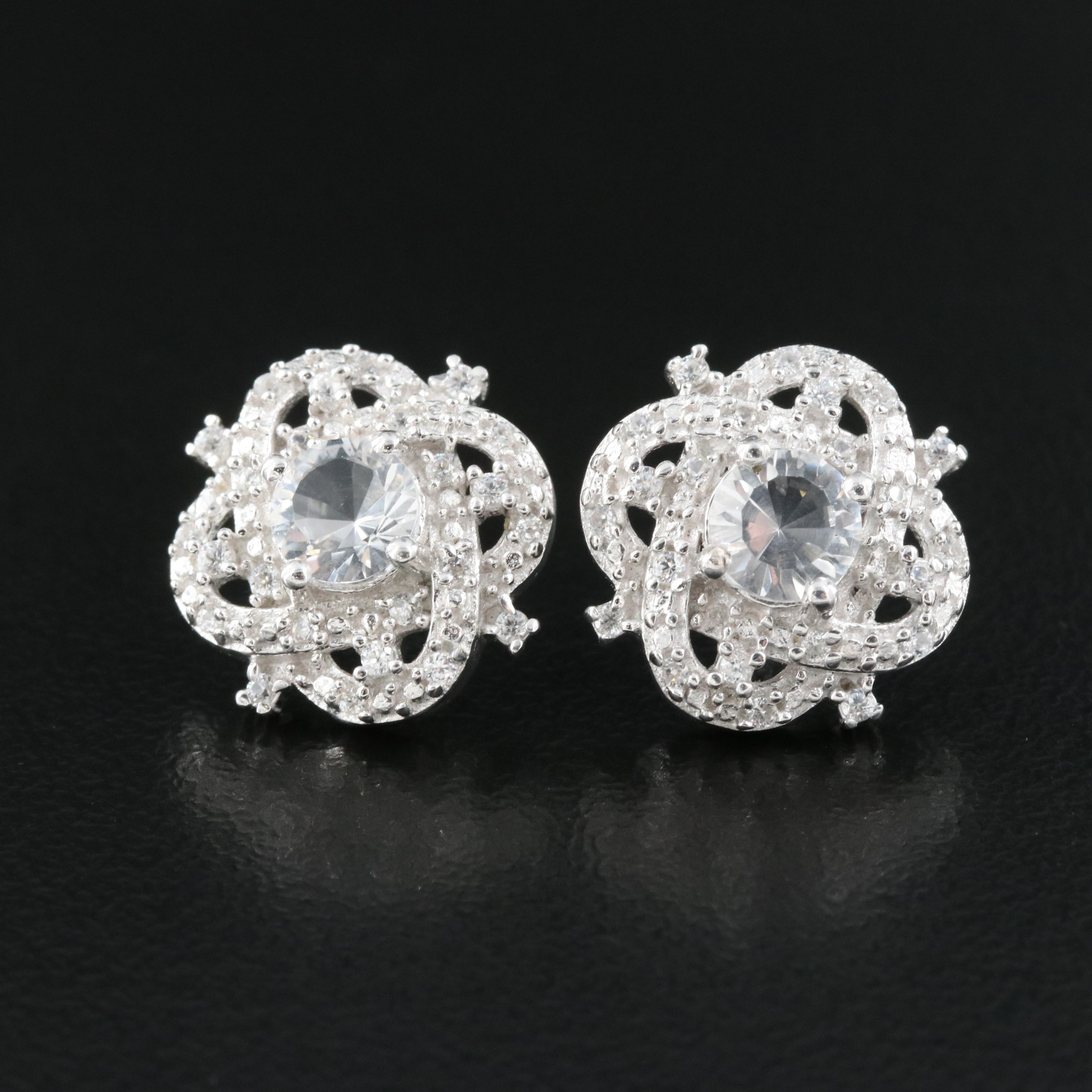 Sterling Petalite and Zircon Earrings
