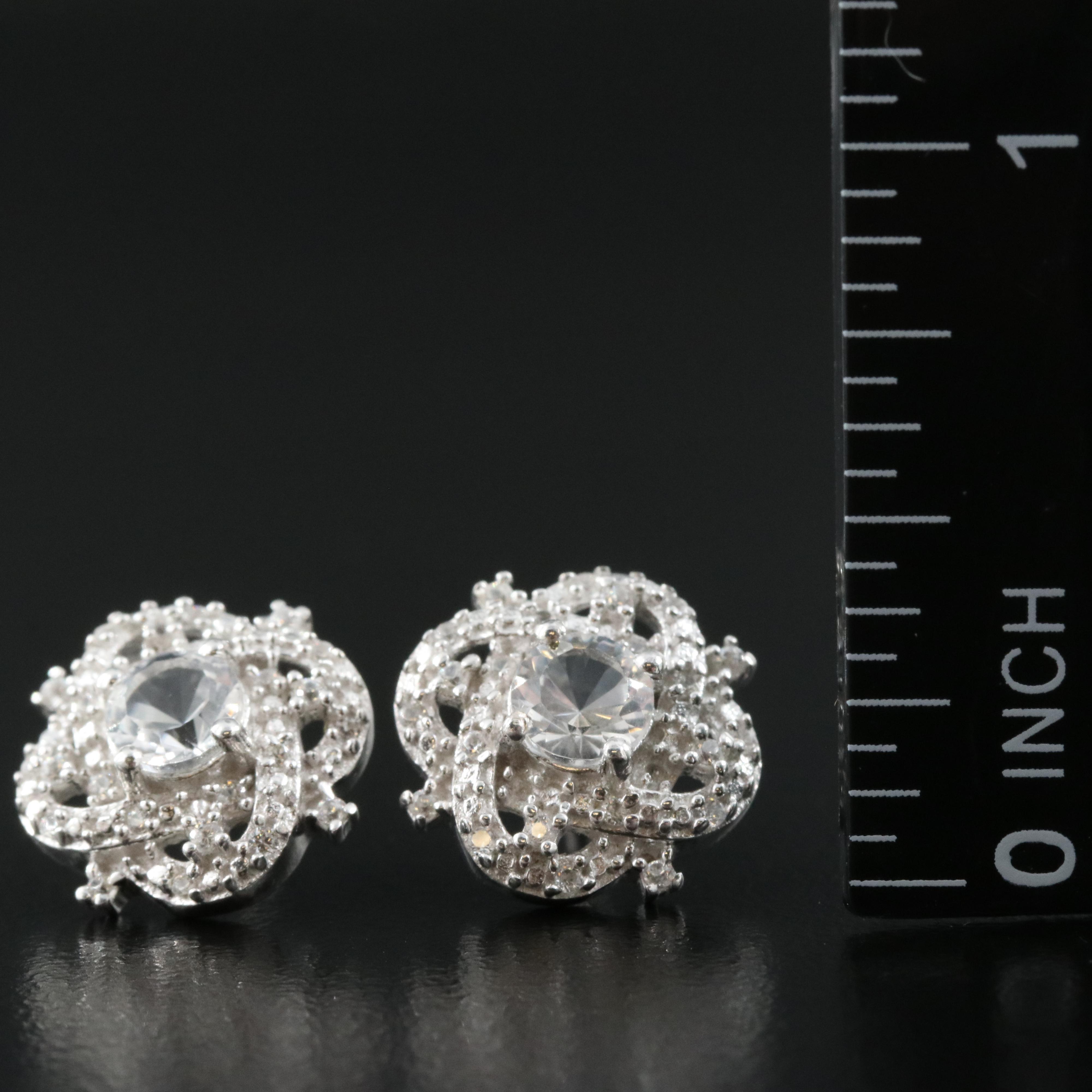 Sterling Petalite and Zircon Earrings