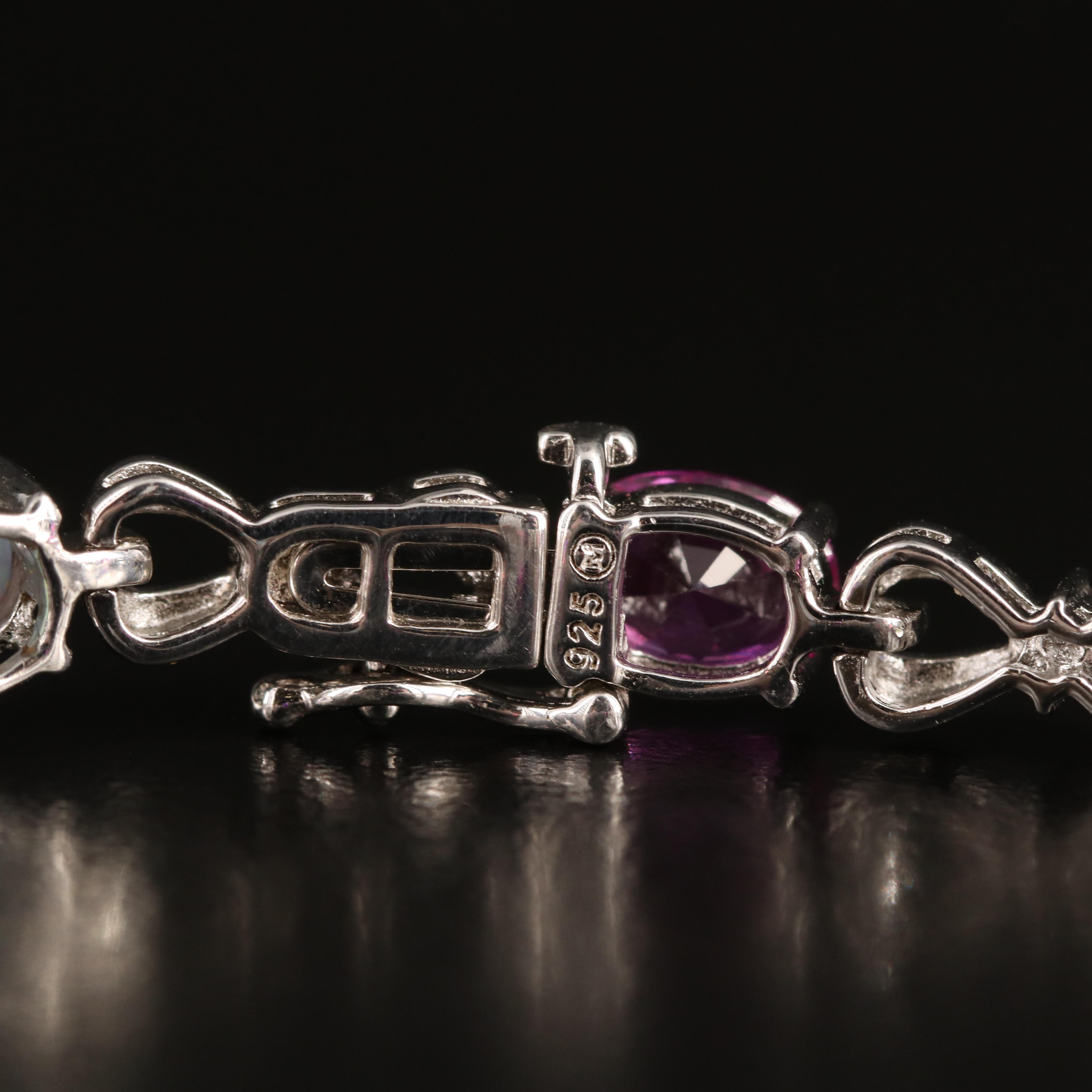 Sterling Opal, Sapphire and Diamond Infinity Link Bracelet