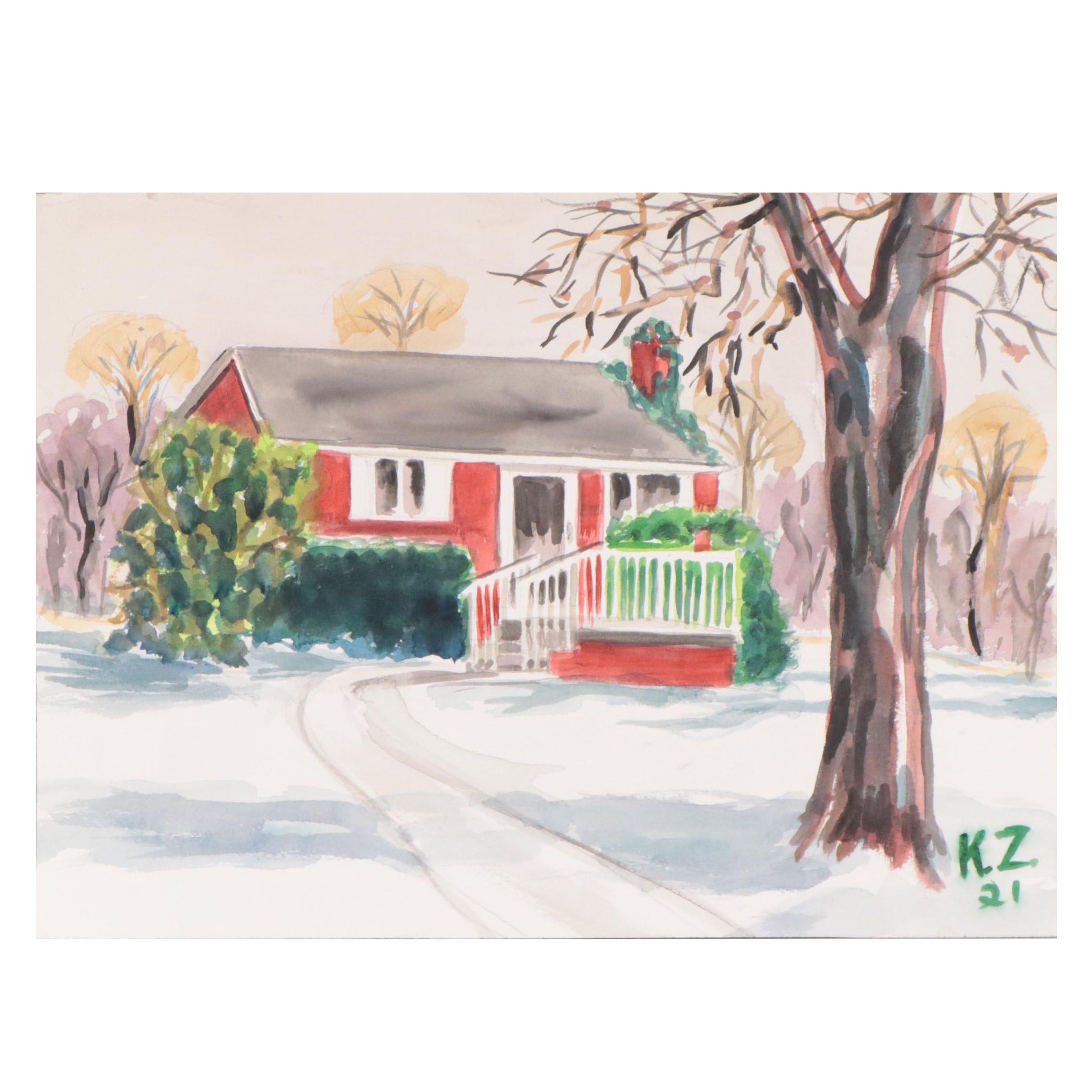 Kathleen Zimbicki Street View Watercolor Painting, 2021