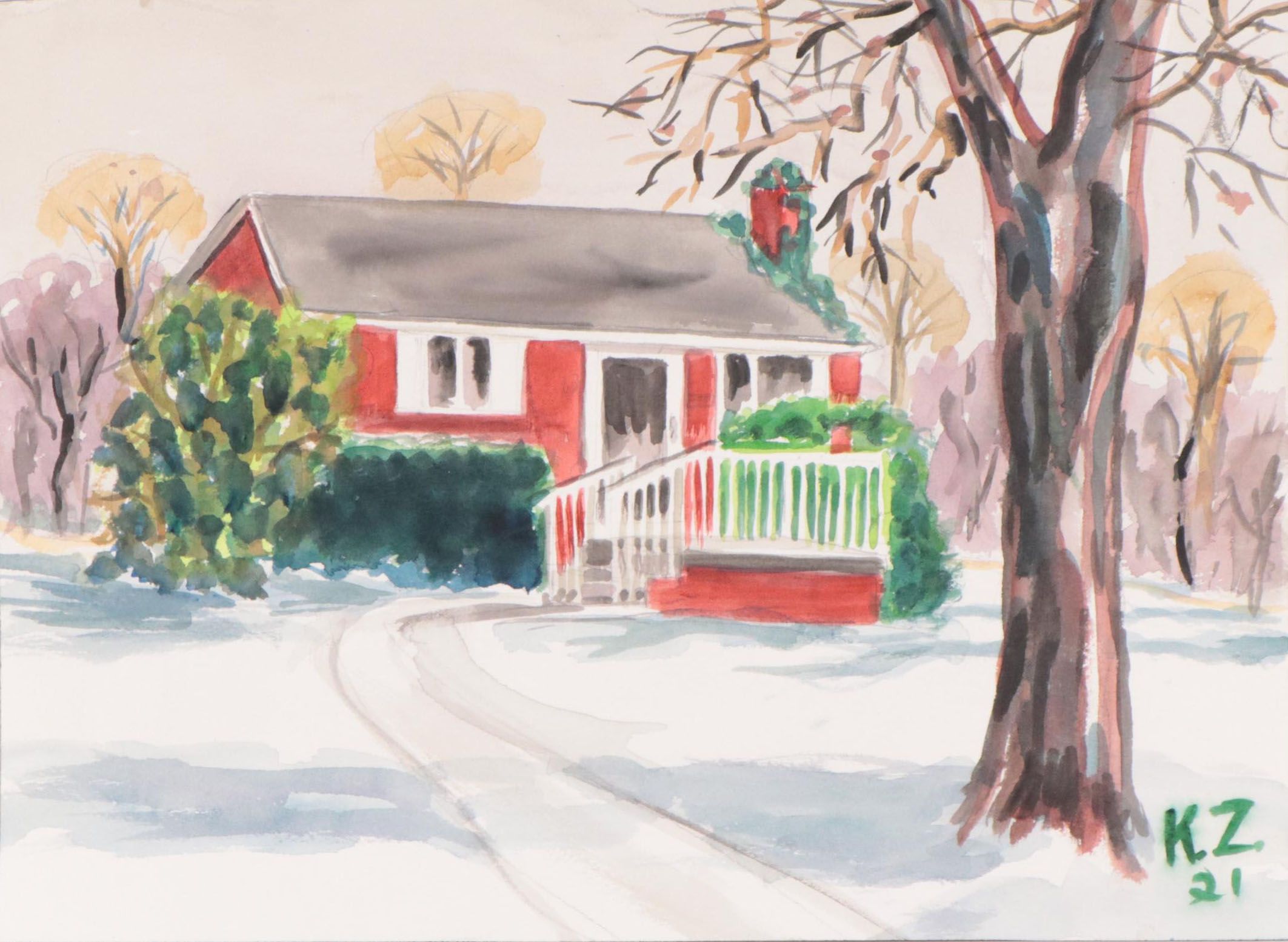 Kathleen Zimbicki Street View Watercolor Painting, 2021