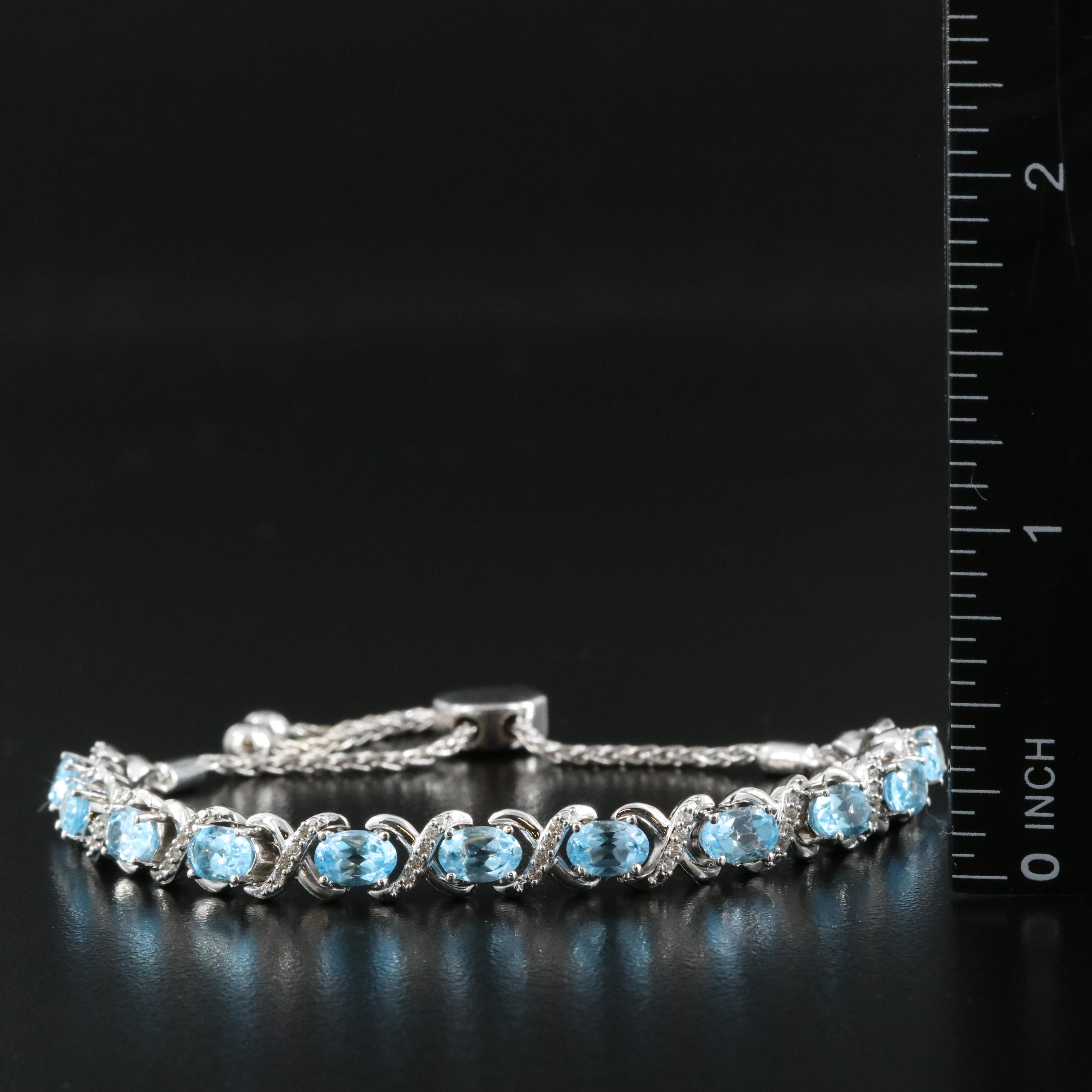 Sterling Topaz and Sapphire Bolo Bracelet