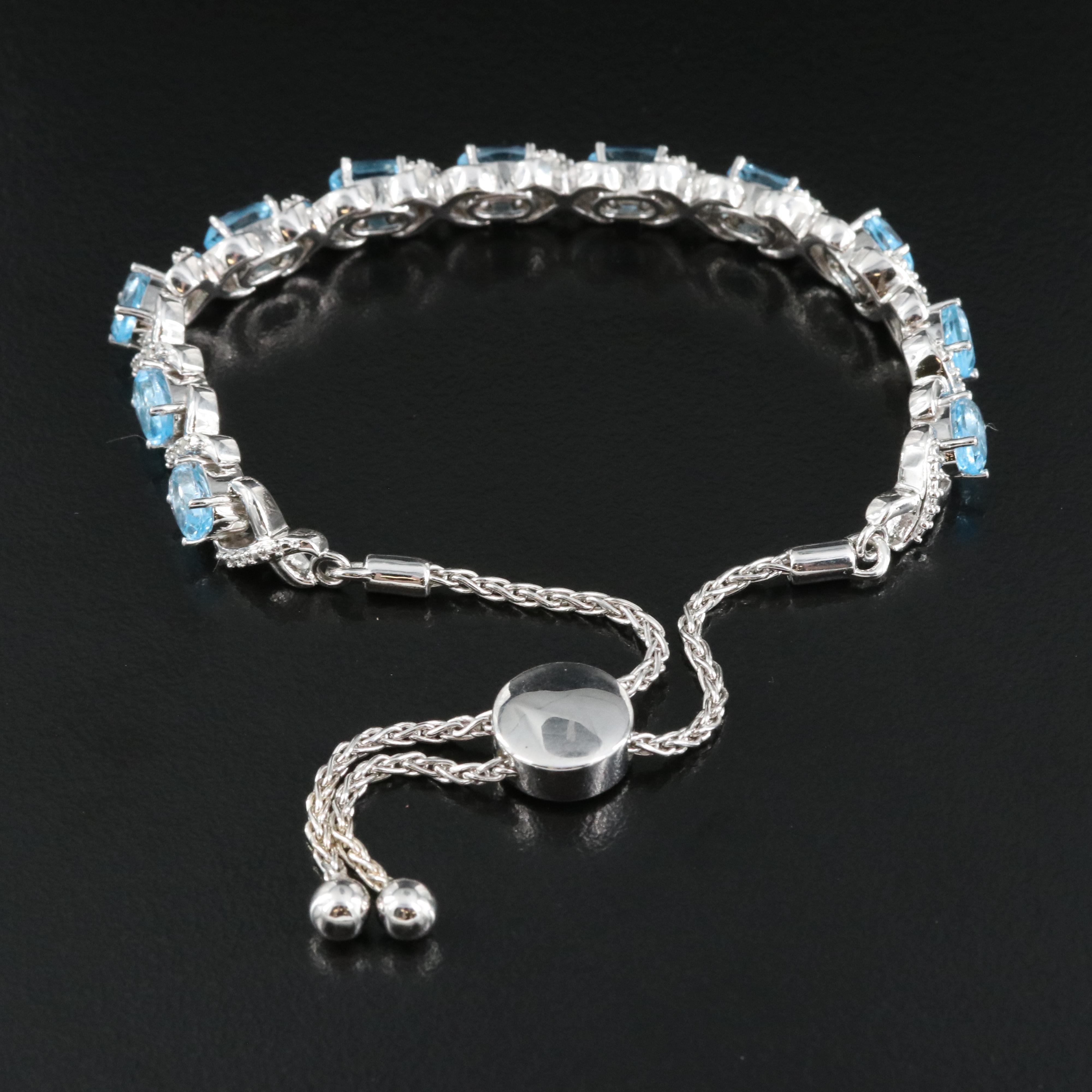 Sterling Topaz and Sapphire Bolo Bracelet