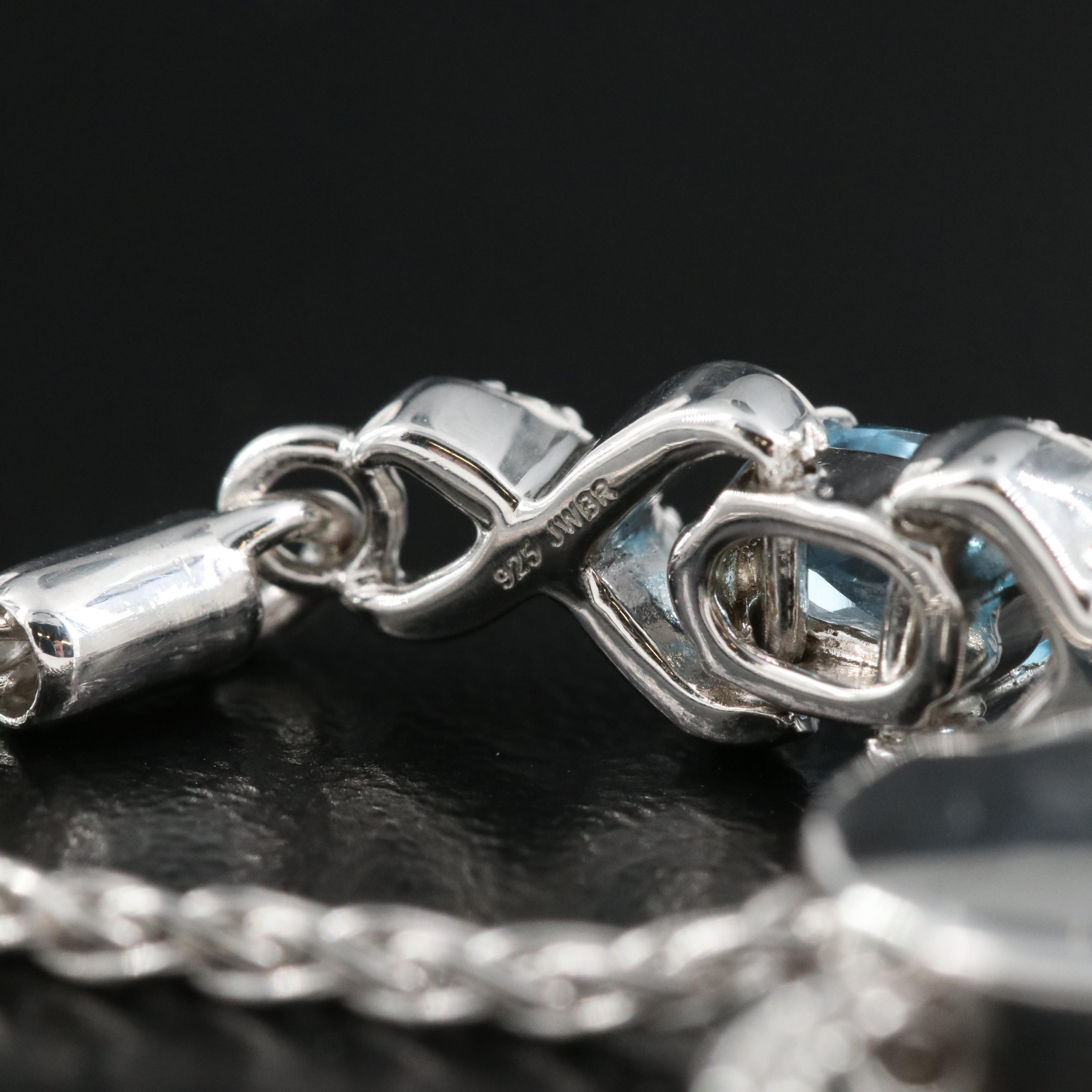 Sterling Topaz and Sapphire Bolo Bracelet