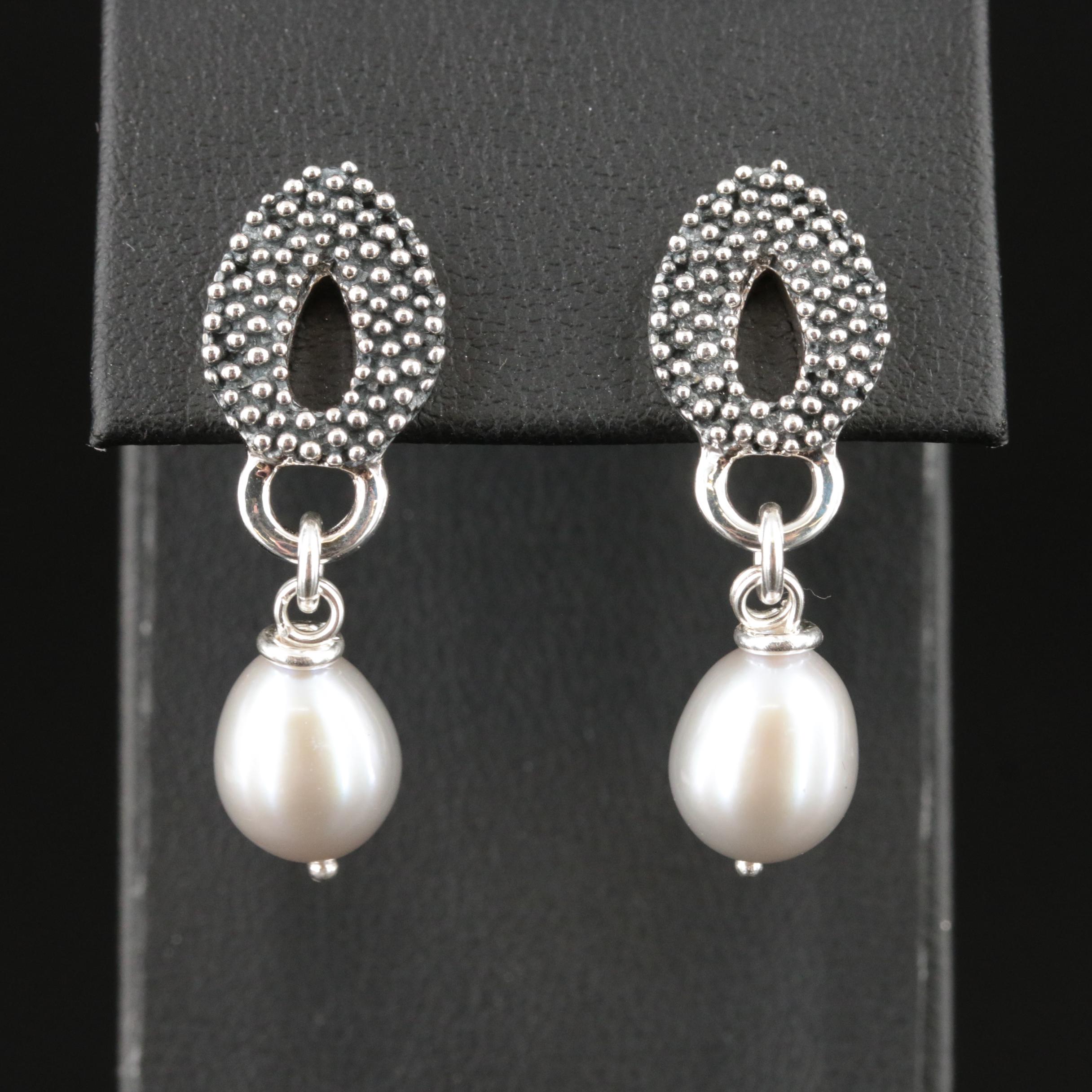 Michael Dawkins Sterling Pearl Earrings