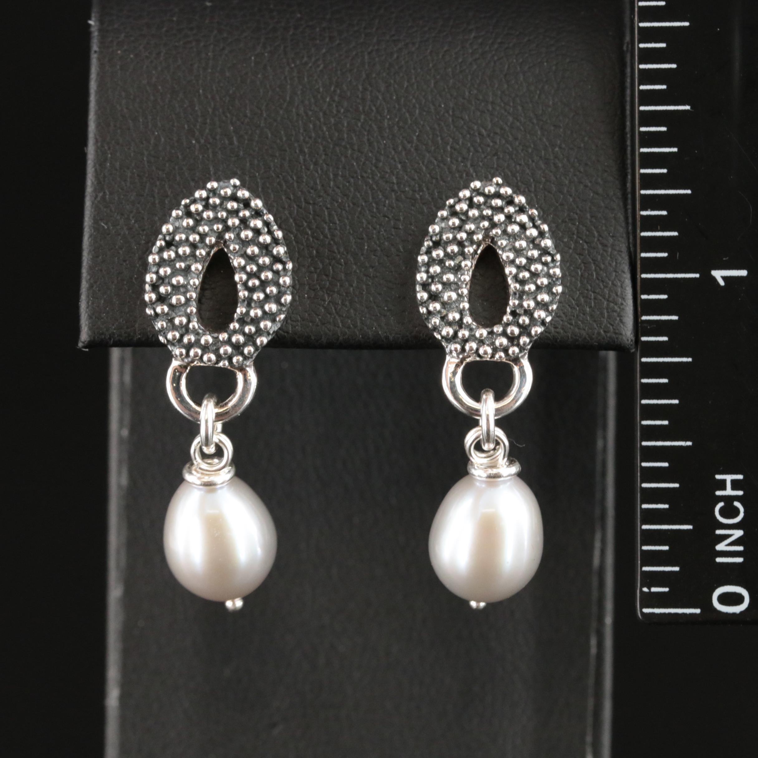 Michael Dawkins Sterling Pearl Earrings