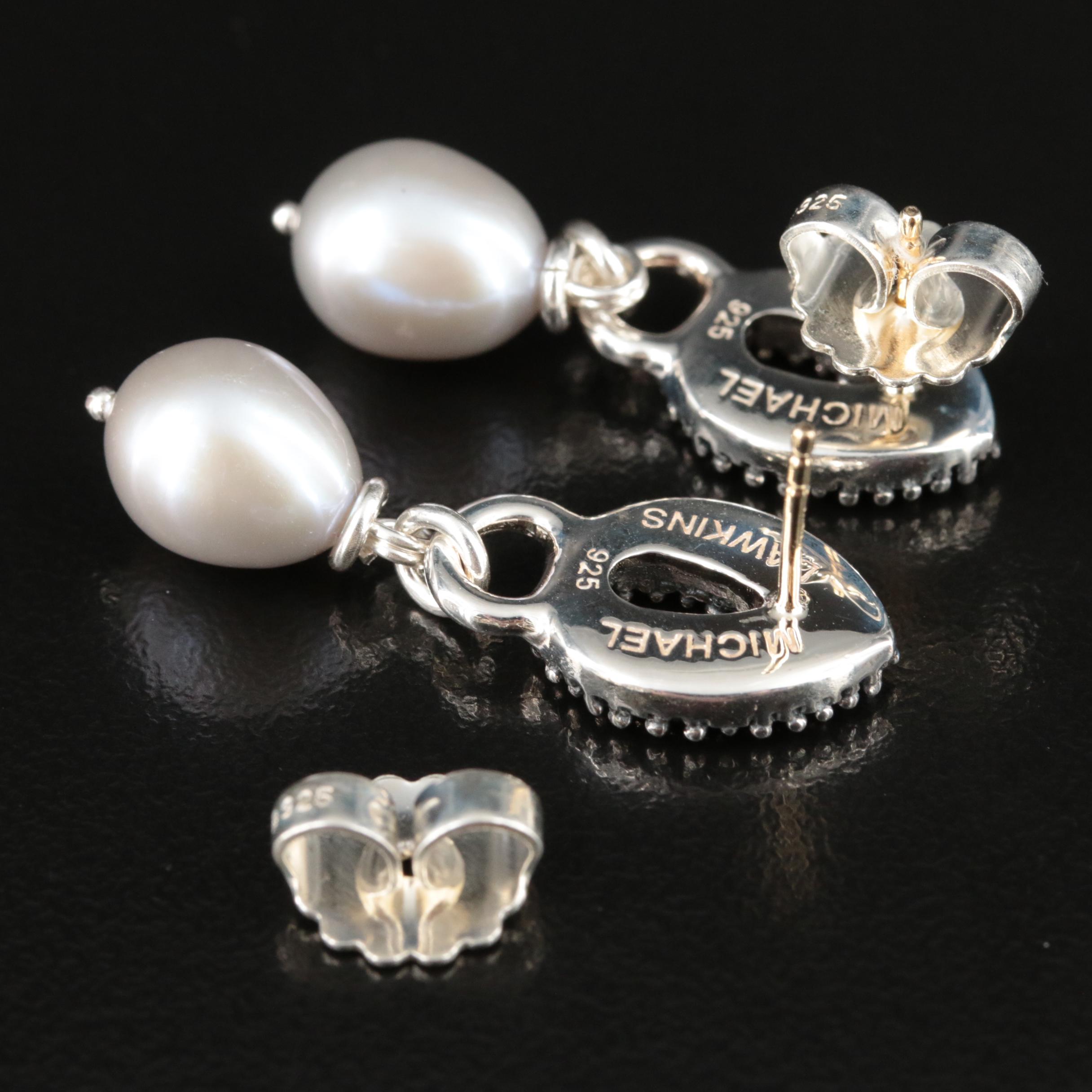 Michael Dawkins Sterling Pearl Earrings