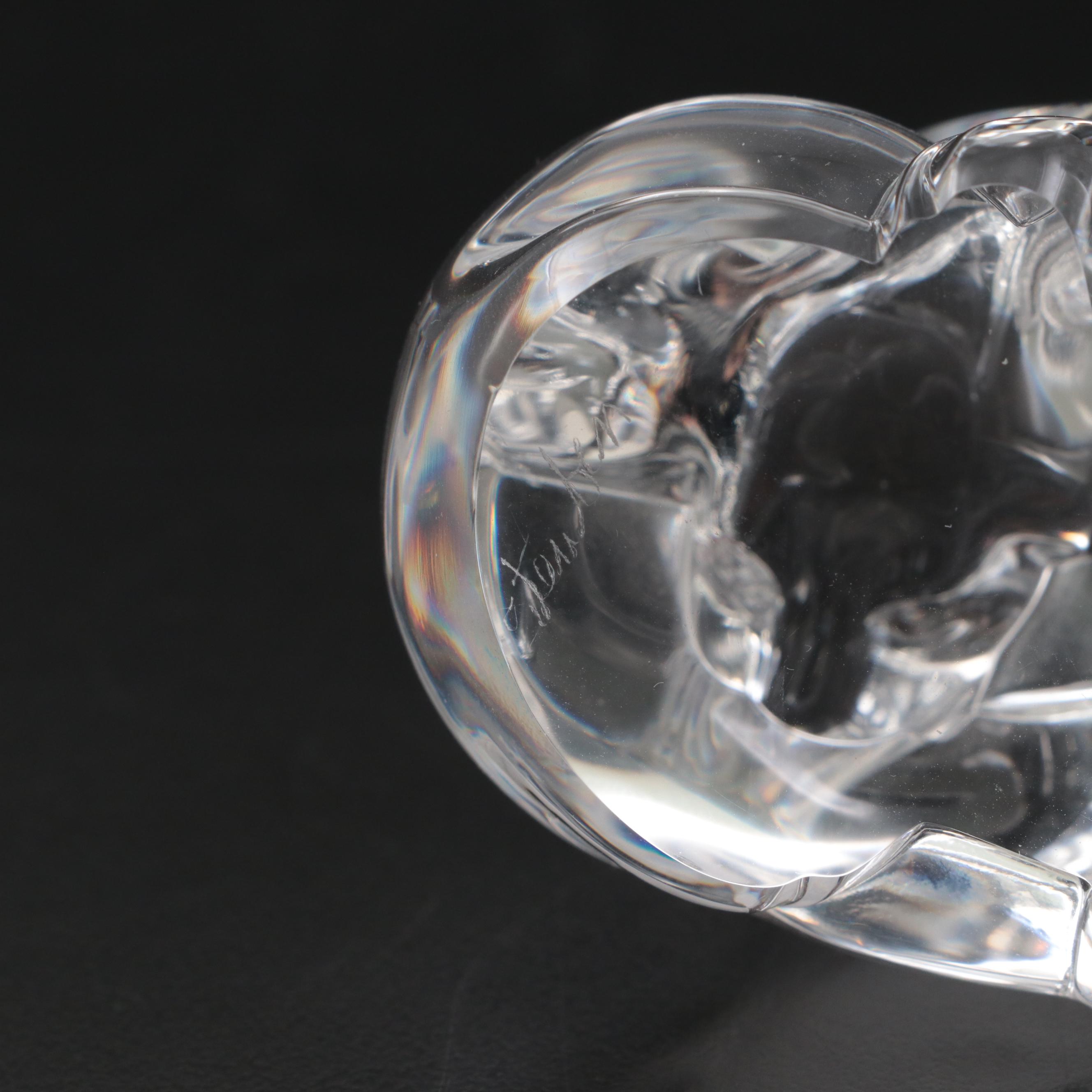 Steuben "Puppy Love" Hand Cooler with Steuben and Baccarat Glass Seashells