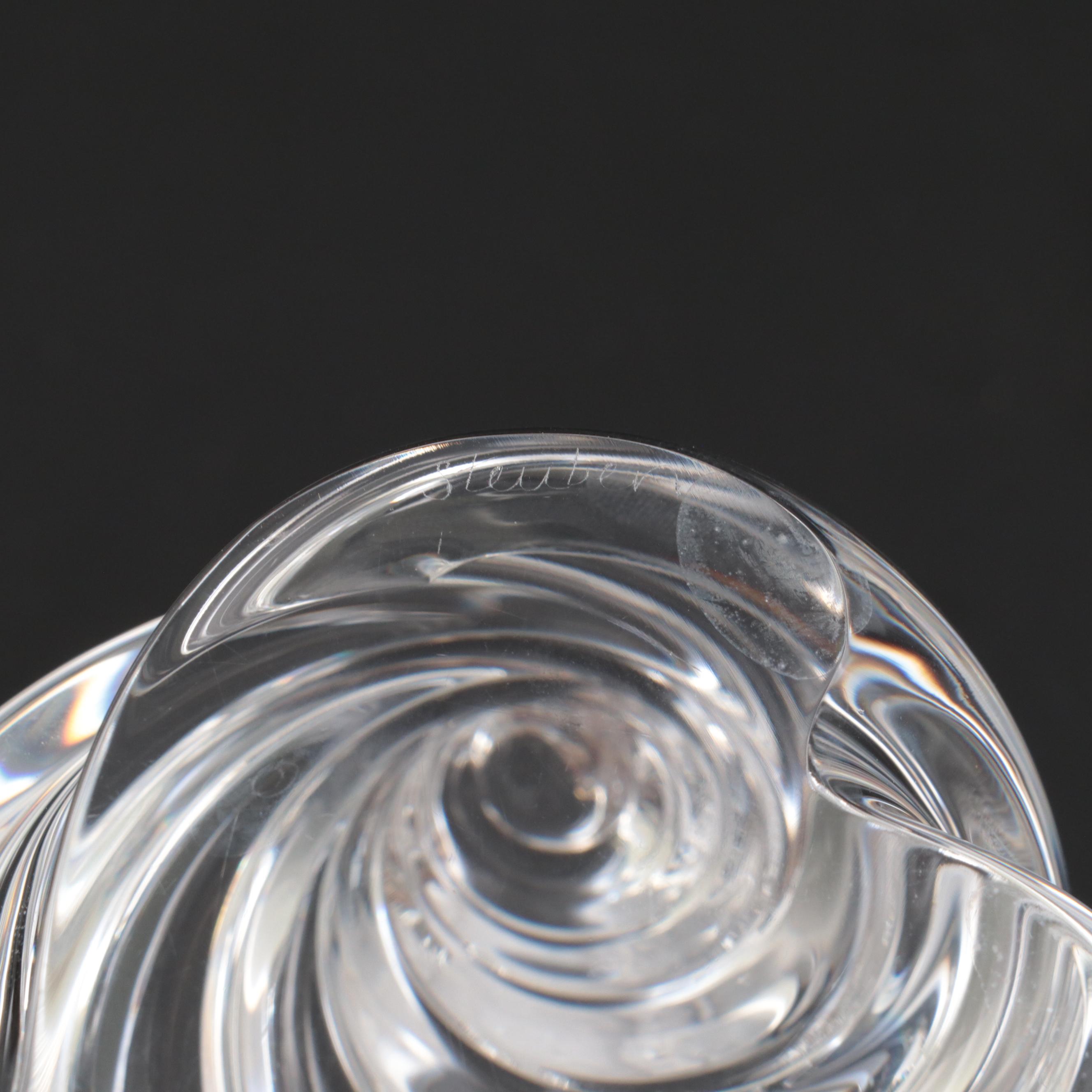 Steuben "Puppy Love" Hand Cooler with Steuben and Baccarat Glass Seashells