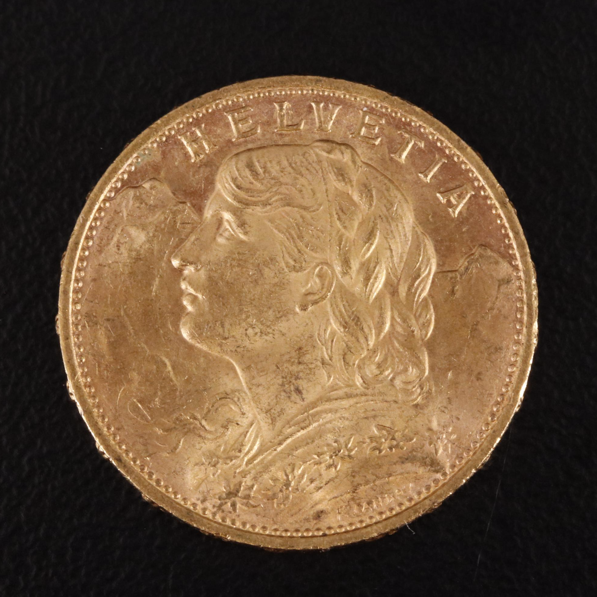 1930-B Switzerland Twenty Francs Gold Coin