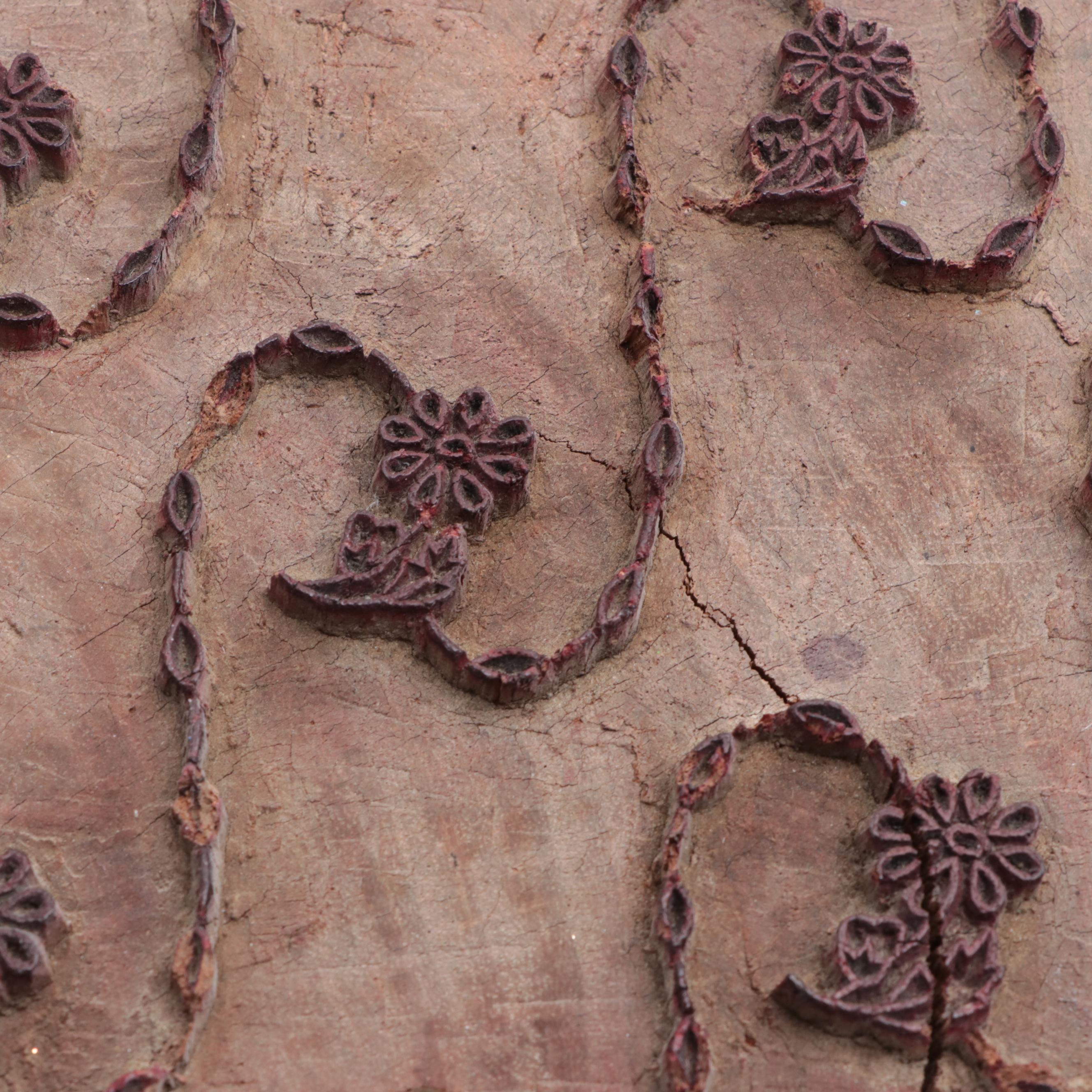 12 Hand-Carved Wooden Fabric Print Block Fragments Wall Décor