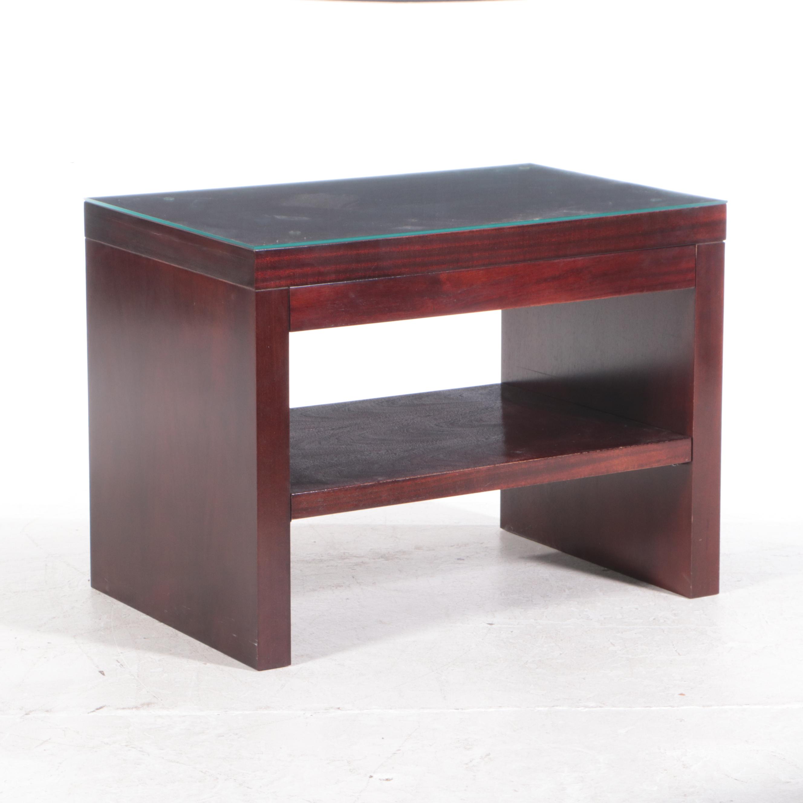 Pair of Barbara Barry for Baker Furniture Mahogany Two-Tier Nightstands