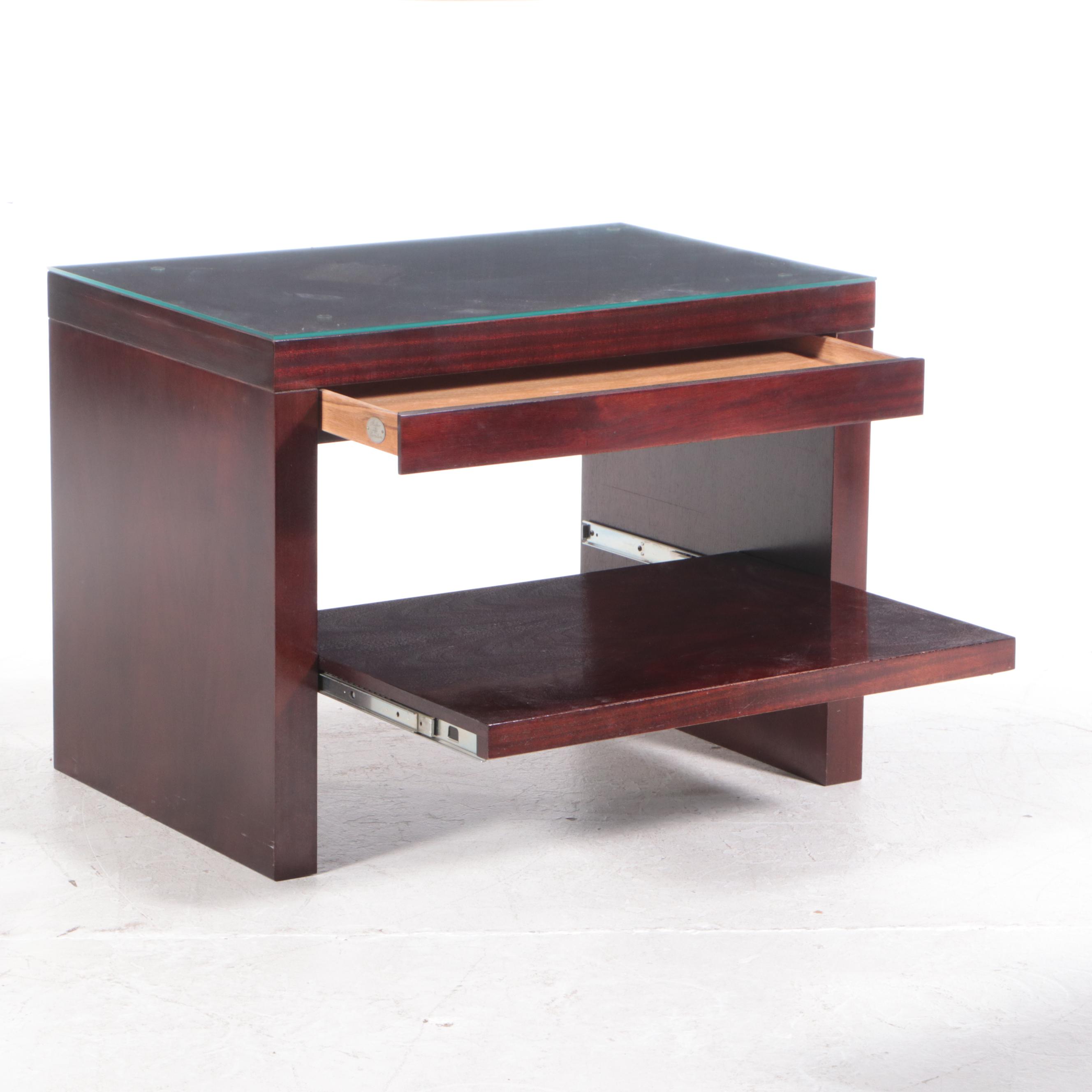 Pair of Barbara Barry for Baker Furniture Mahogany Two-Tier Nightstands
