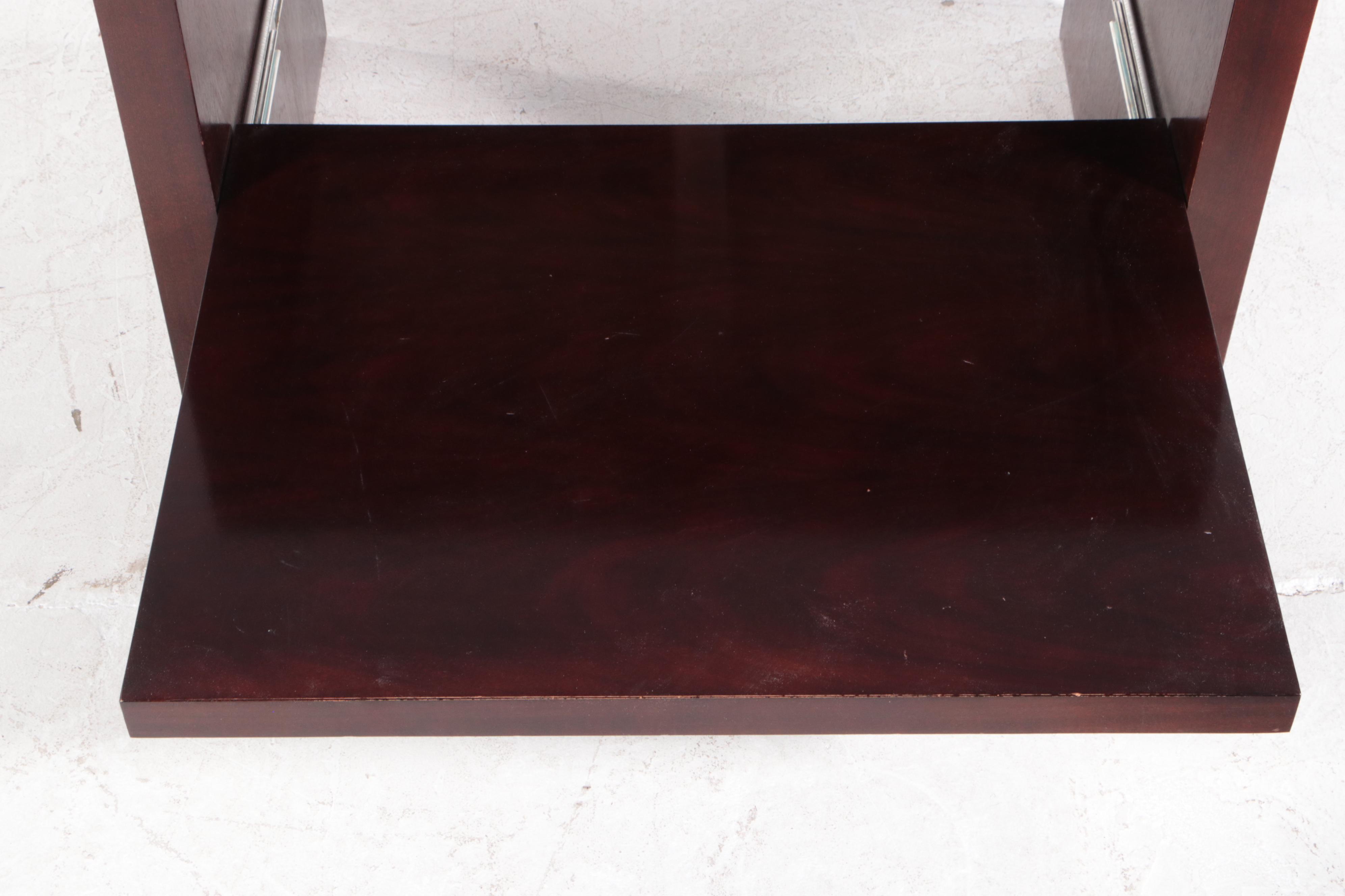 Pair of Barbara Barry for Baker Furniture Mahogany Two-Tier Nightstands