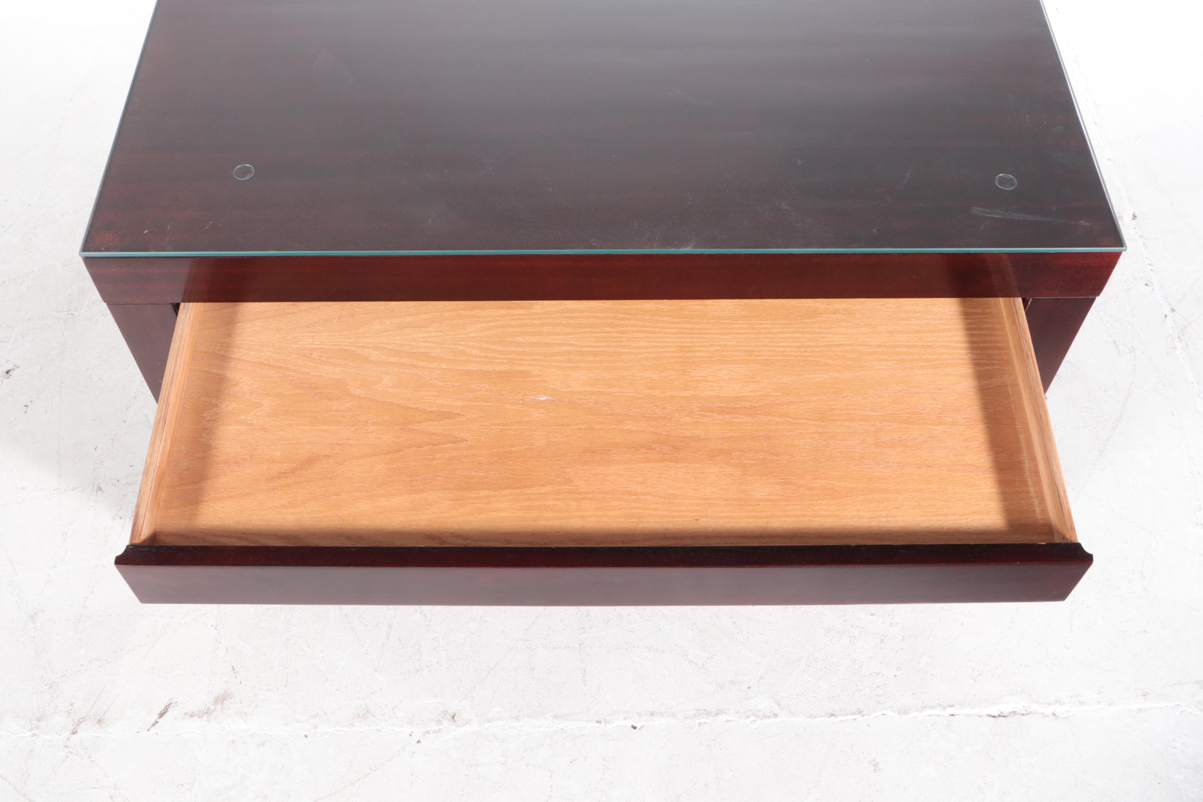 Pair of Barbara Barry for Baker Furniture Mahogany Two-Tier Nightstands