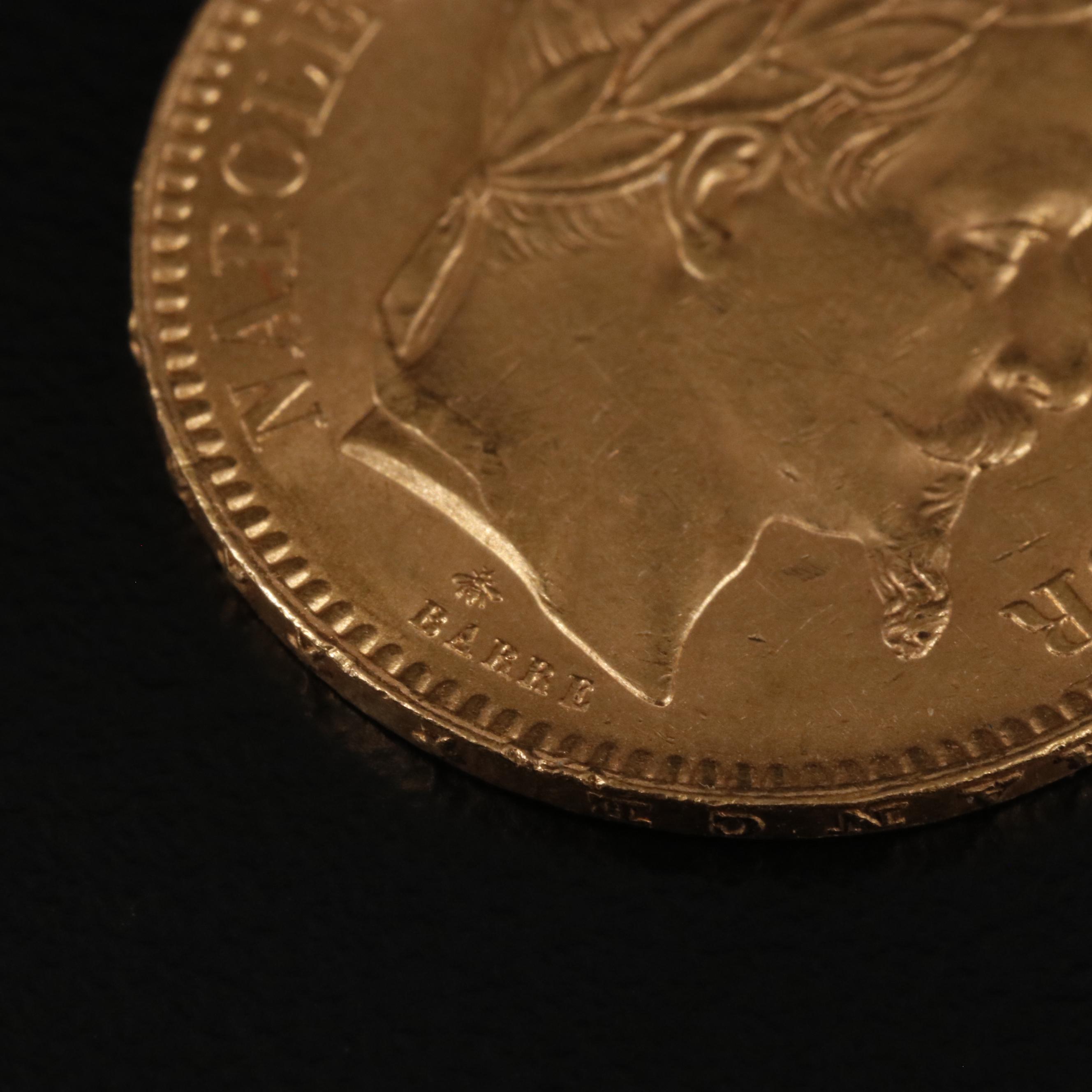 1863-A France Twenty Francs Gold Coin